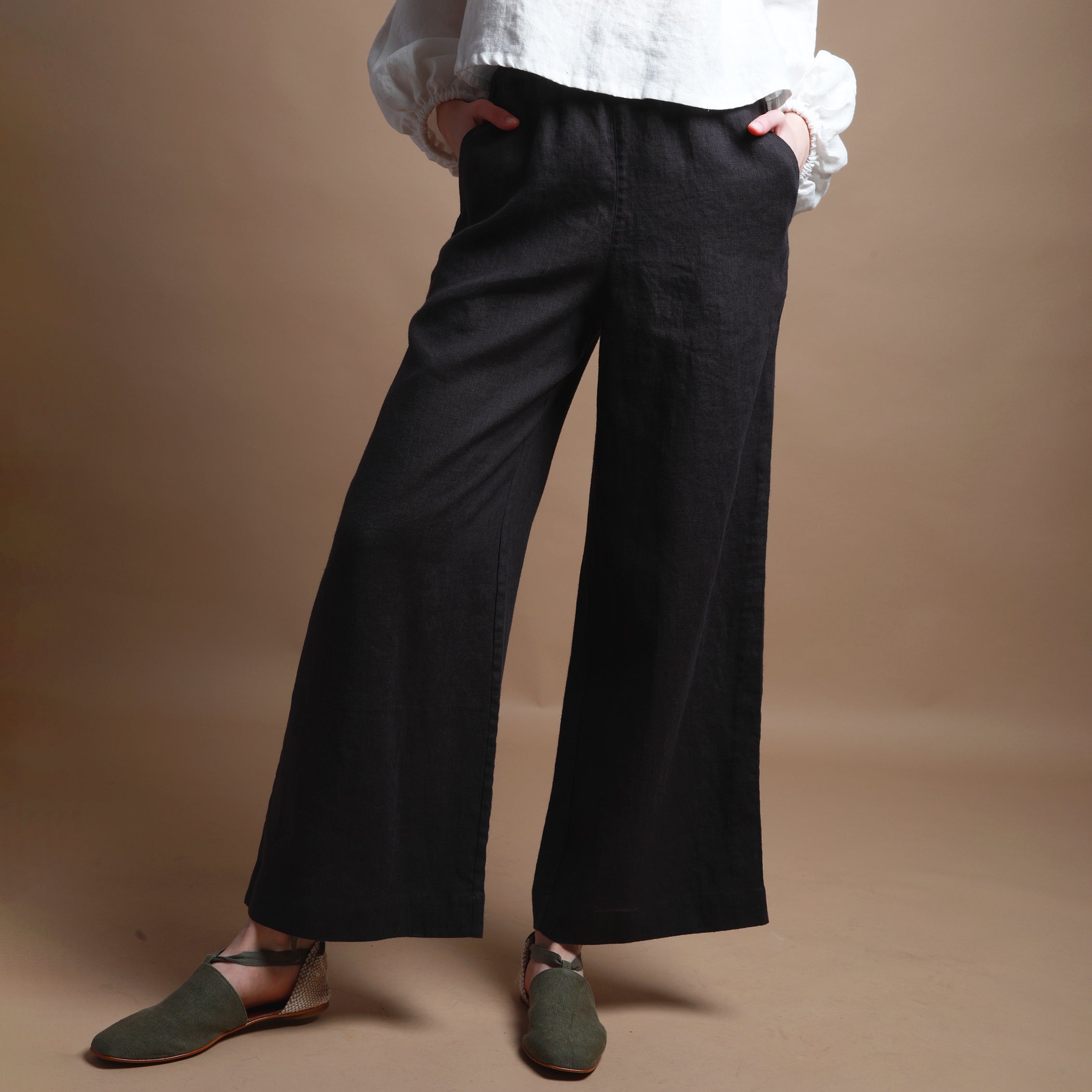 FLORENCE Straight Long Linen Pants | KNOTIUM