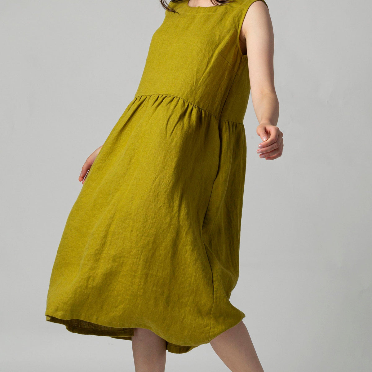 chinese dress ladies Long sleeves loose fitting linen dress 4817 – Xiaolizi main image 1