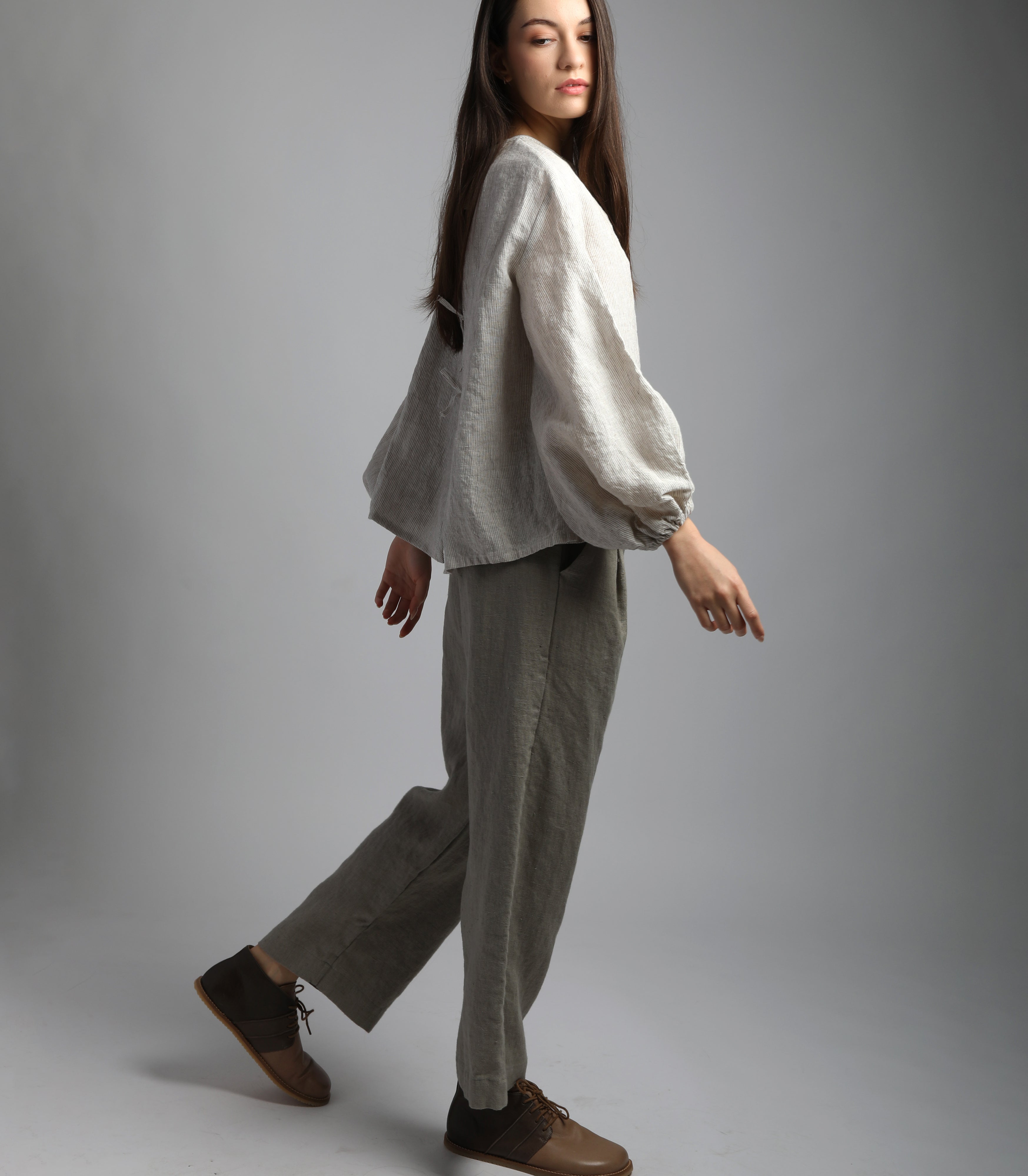 PEPPER Relaxed Ankle Linen Pants