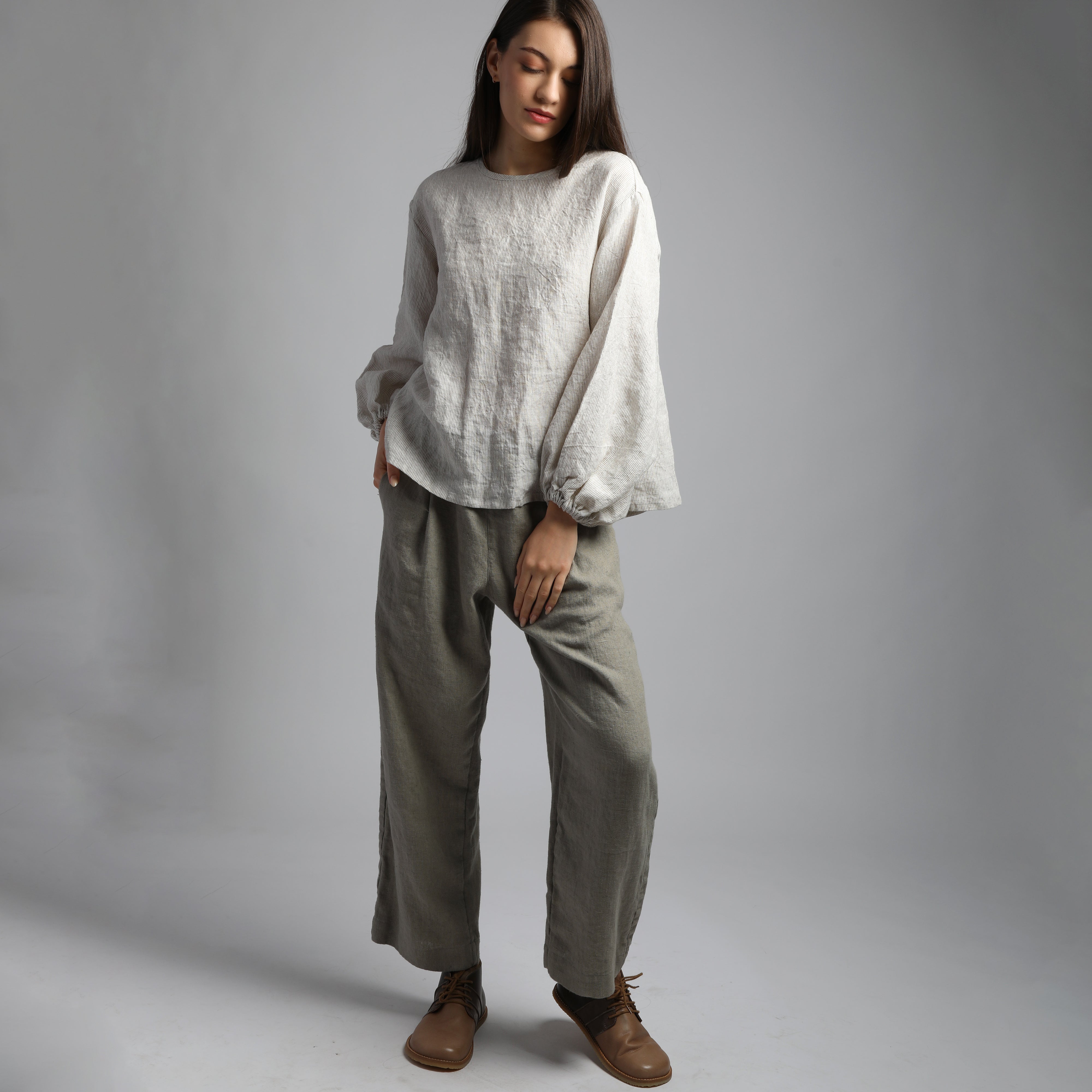 PEPPER Relaxed Ankle Linen Pants