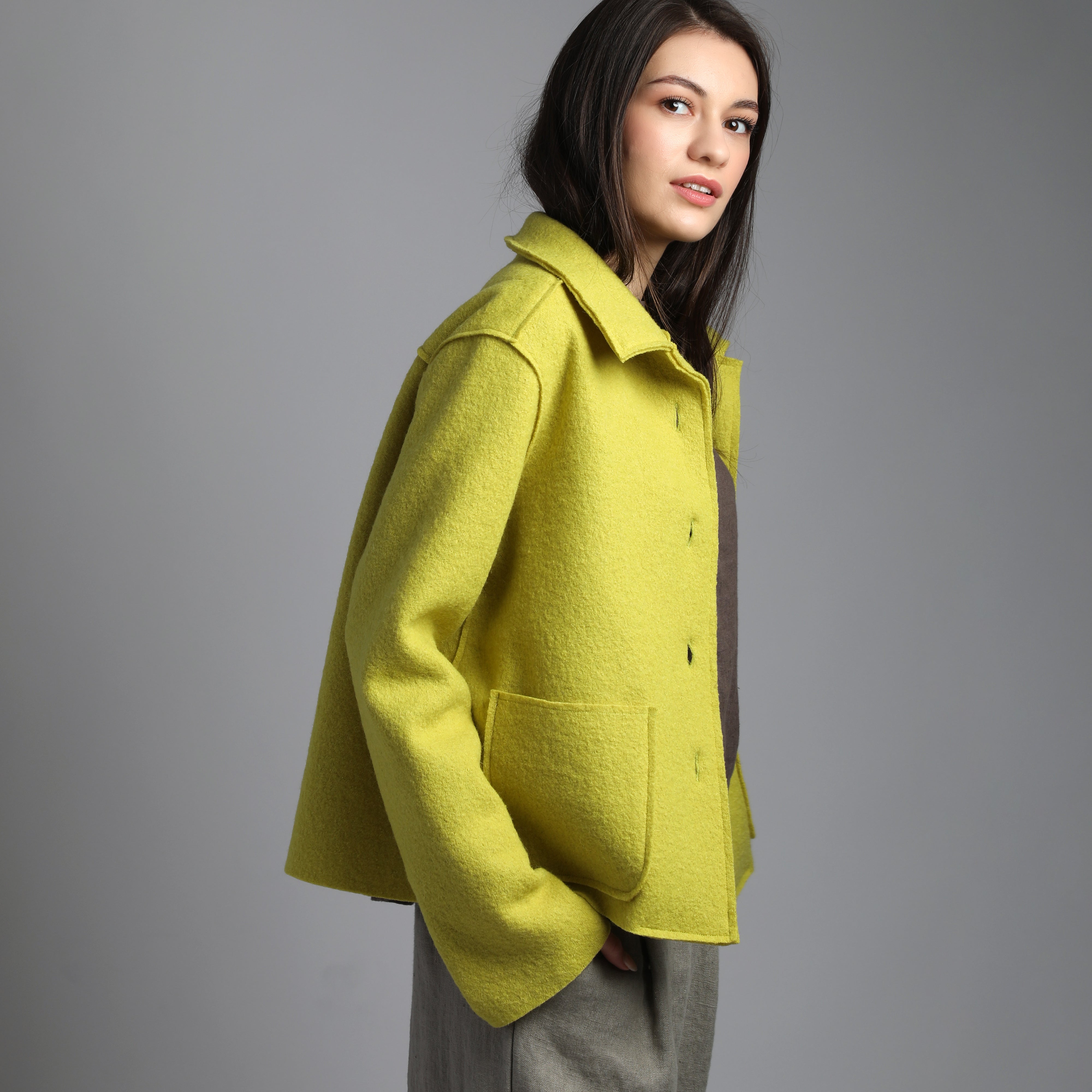 ALESSANDRA Boiled Wool Blazer Jacket