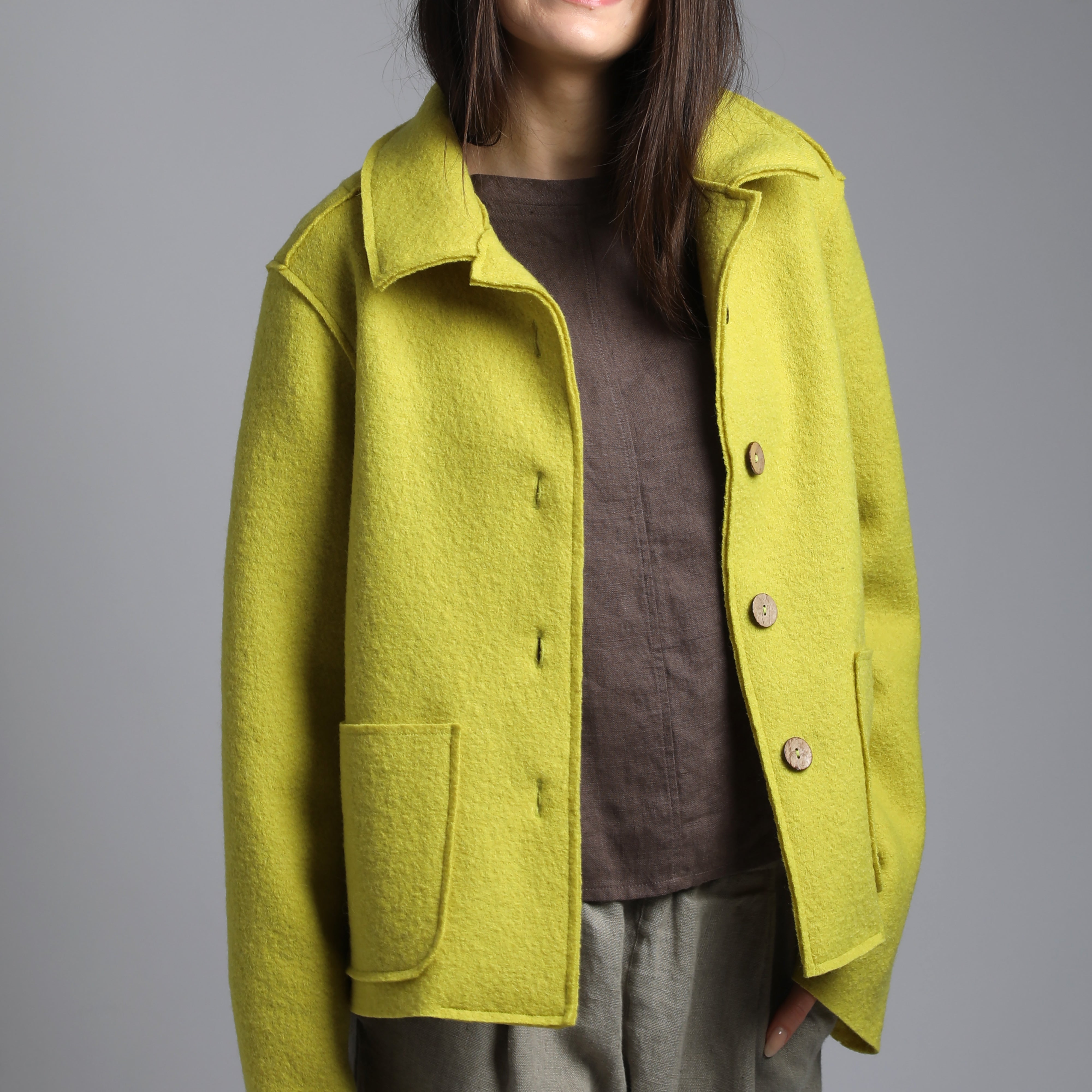 ALESSANDRA Boiled Wool Blazer Jacket