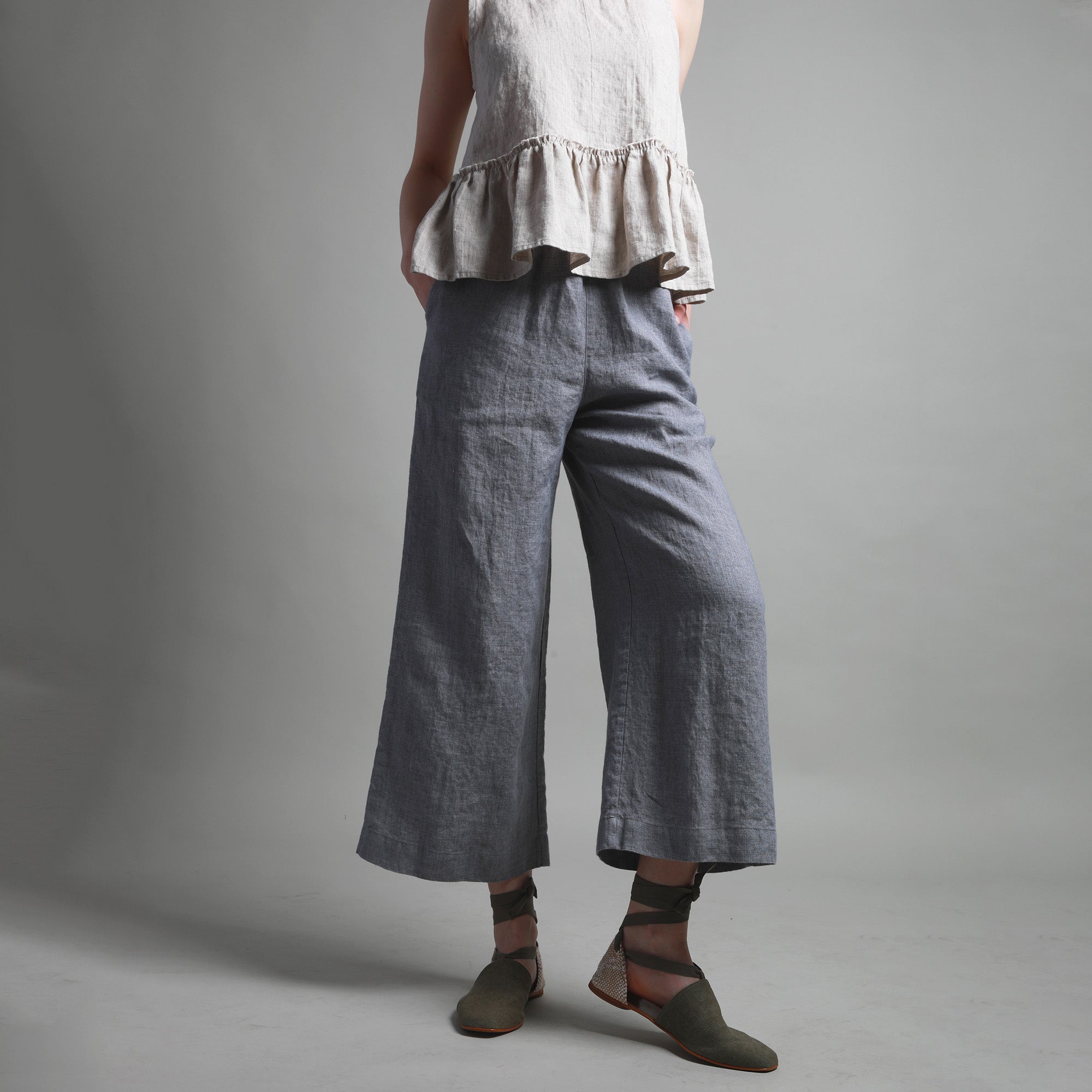 FOREVER Straight Linen Pants - Sizes XS, M - Color OFF WHITE