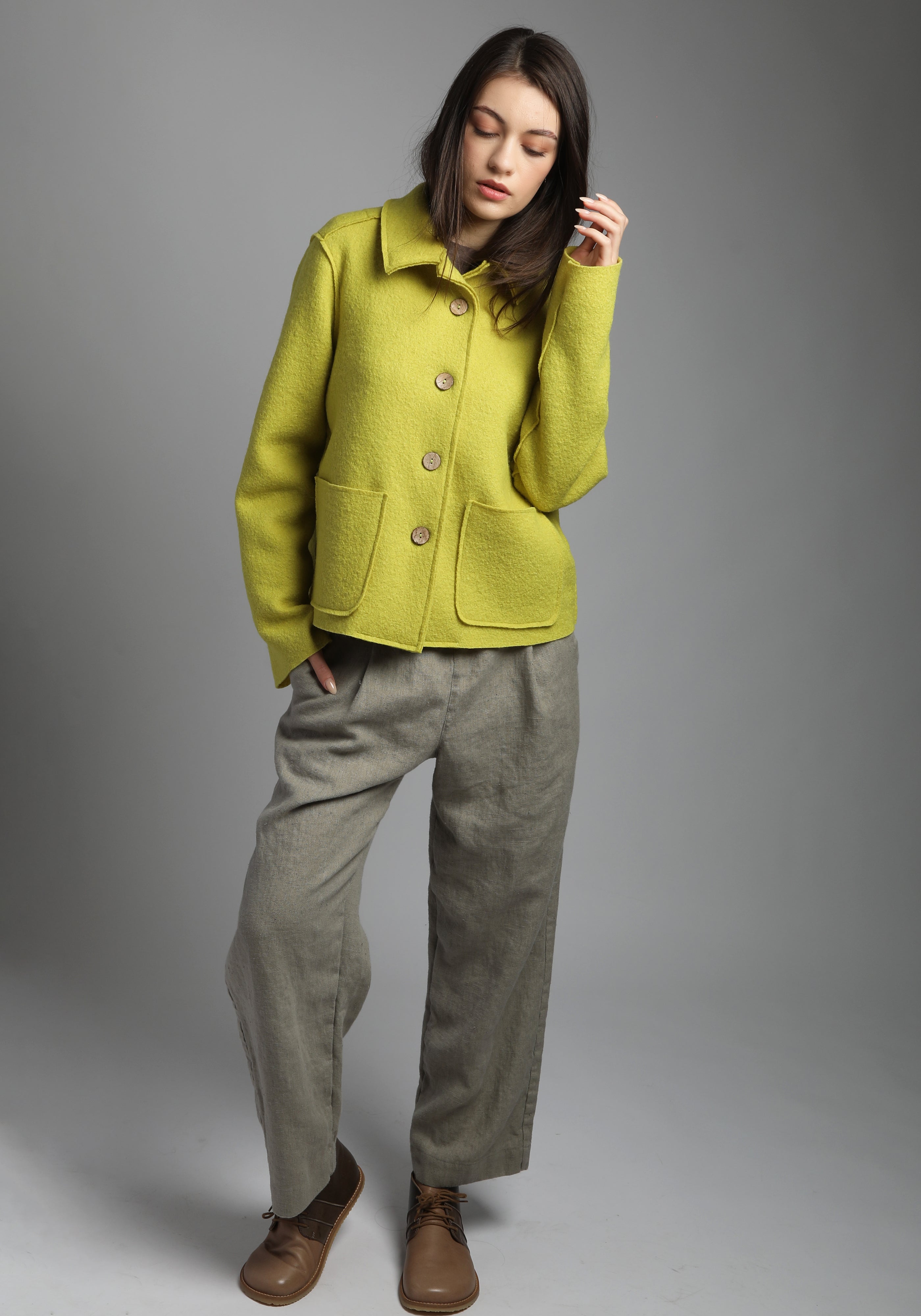 ALESSANDRA Boiled Wool Blazer Jacket