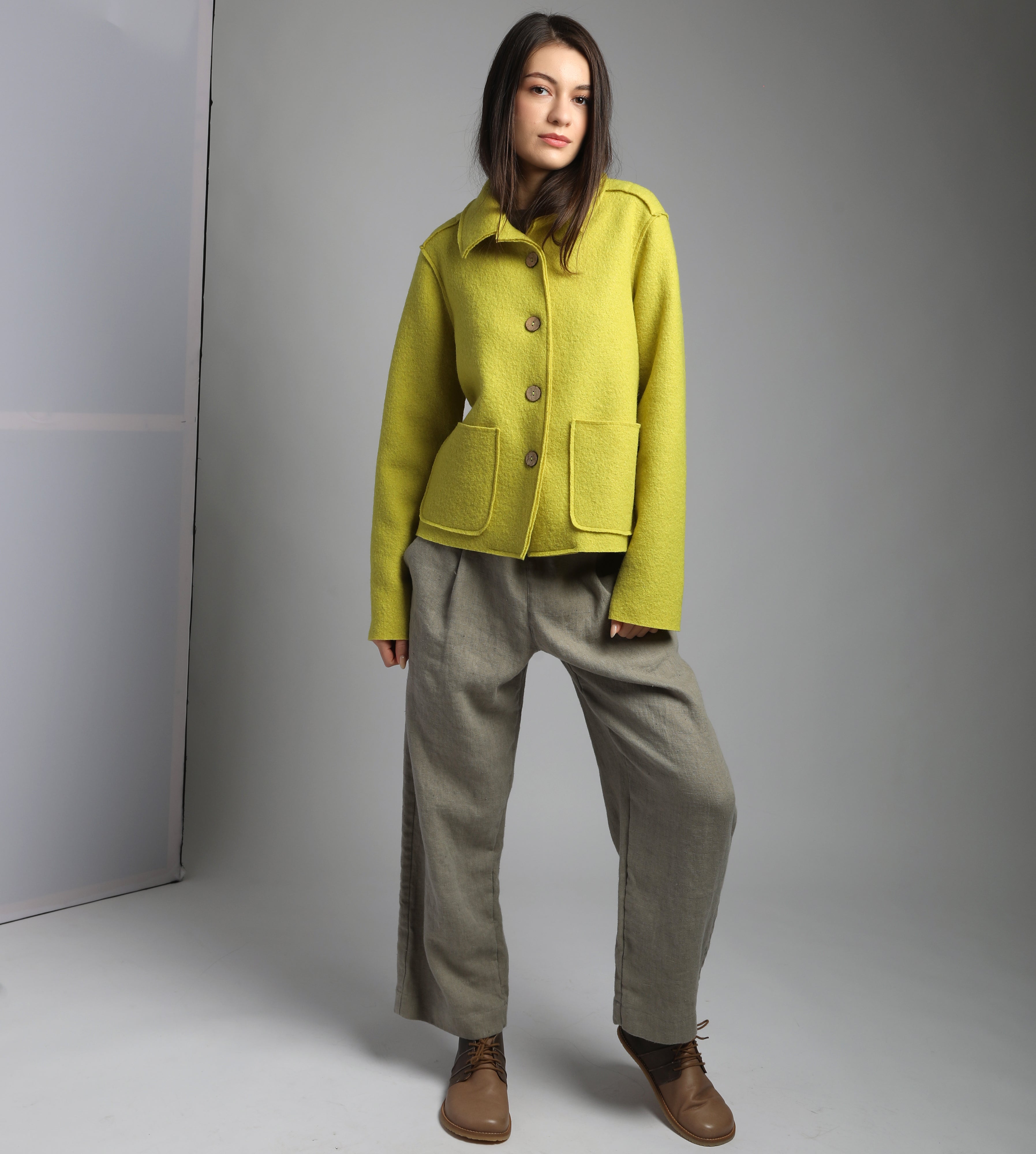 ALESSANDRA Boiled Wool Blazer Jacket