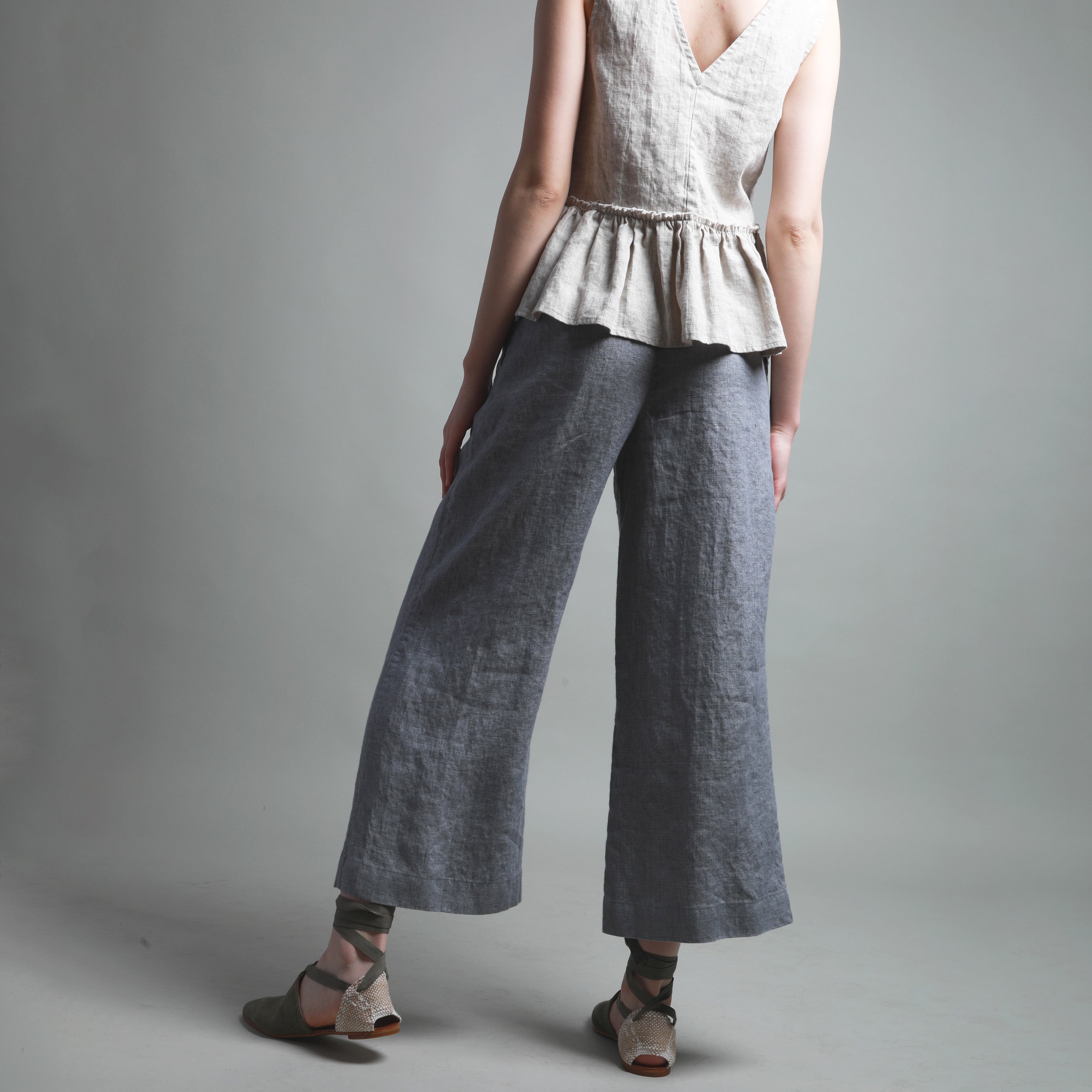 FOREVER Straight Linen Pants - Sizes XS, M - Color OFF WHITE