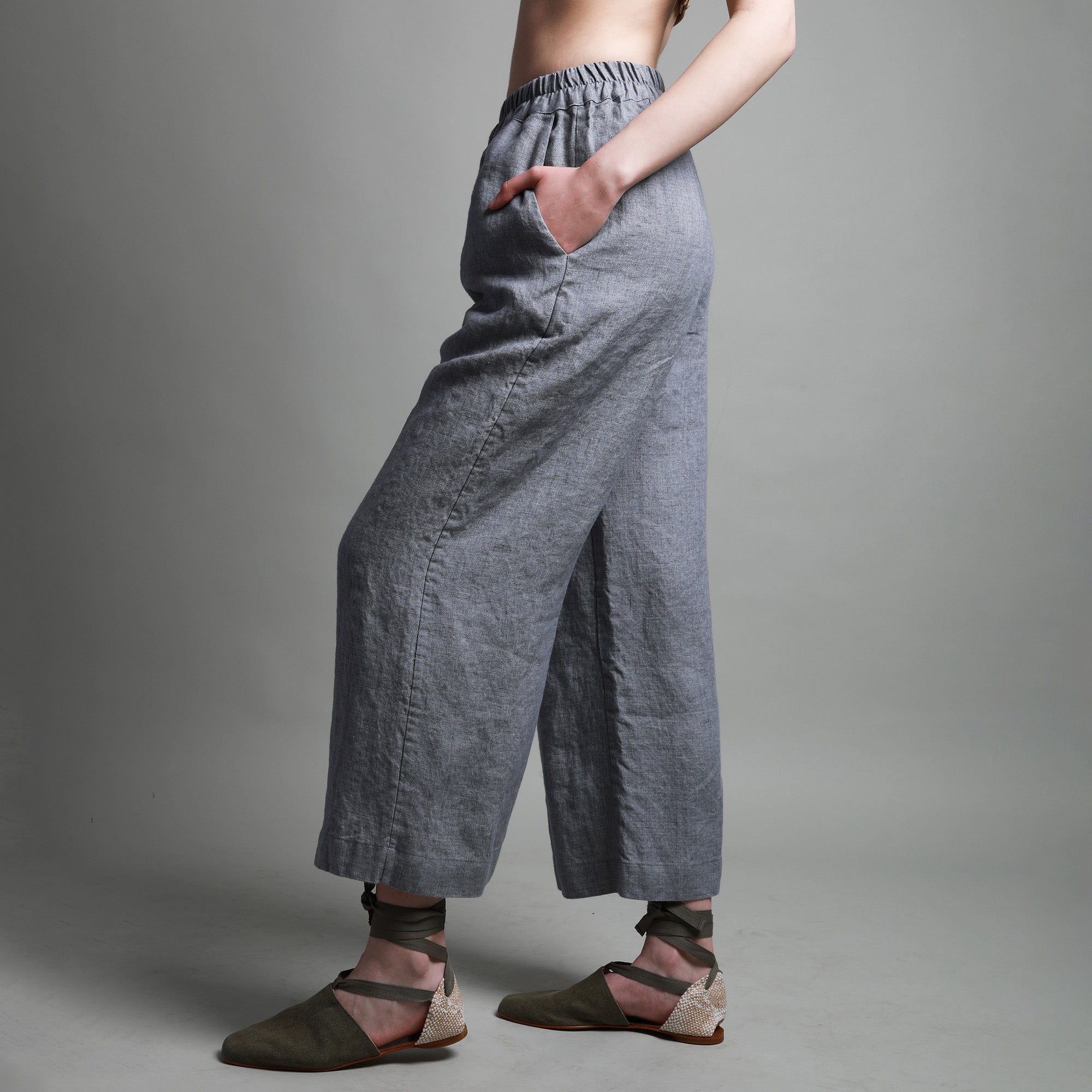 FOREVER Straight Linen Pants - Sizes XS, M - Color OFF WHITE