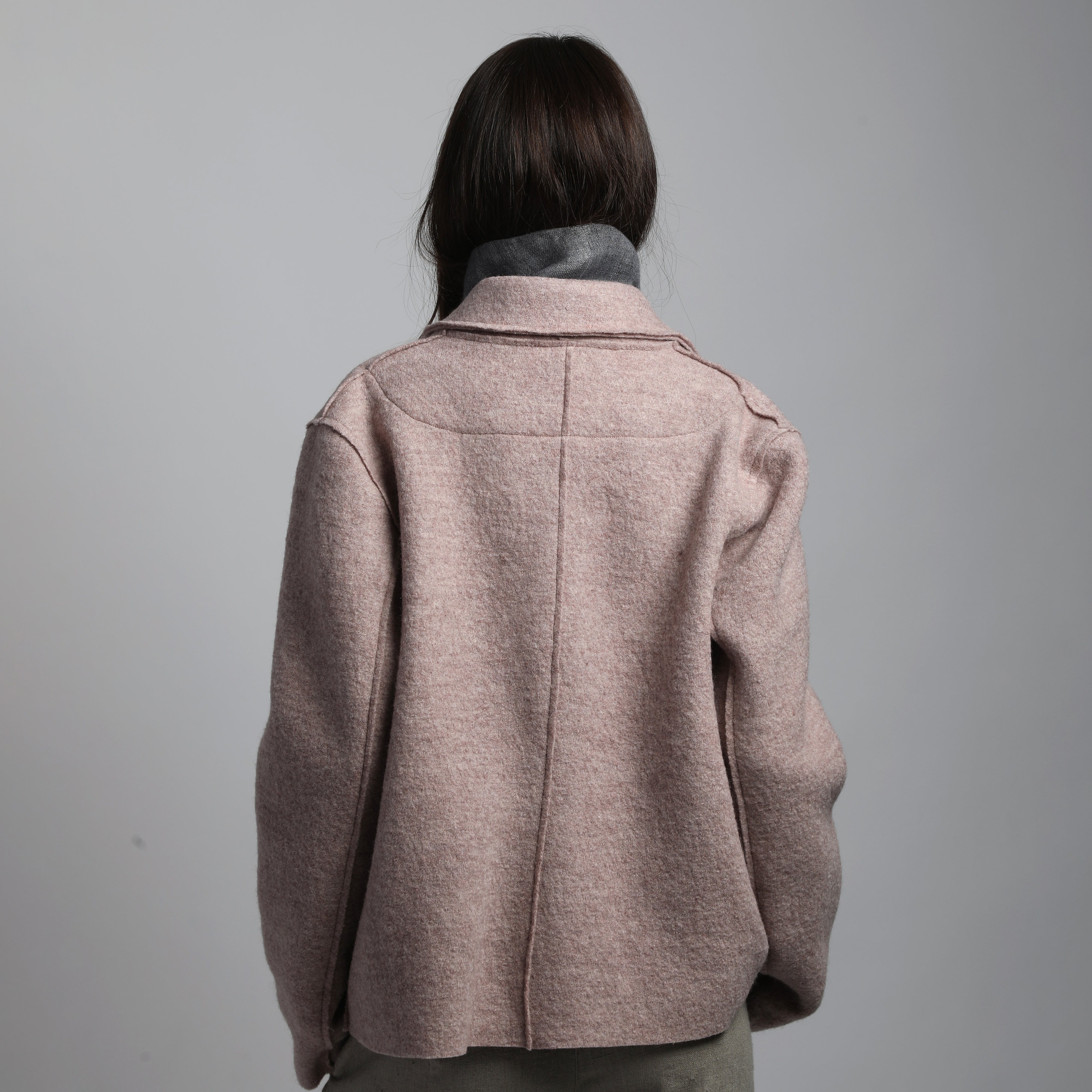 QUINN Boiled Wool Blazer with Round Fronts
