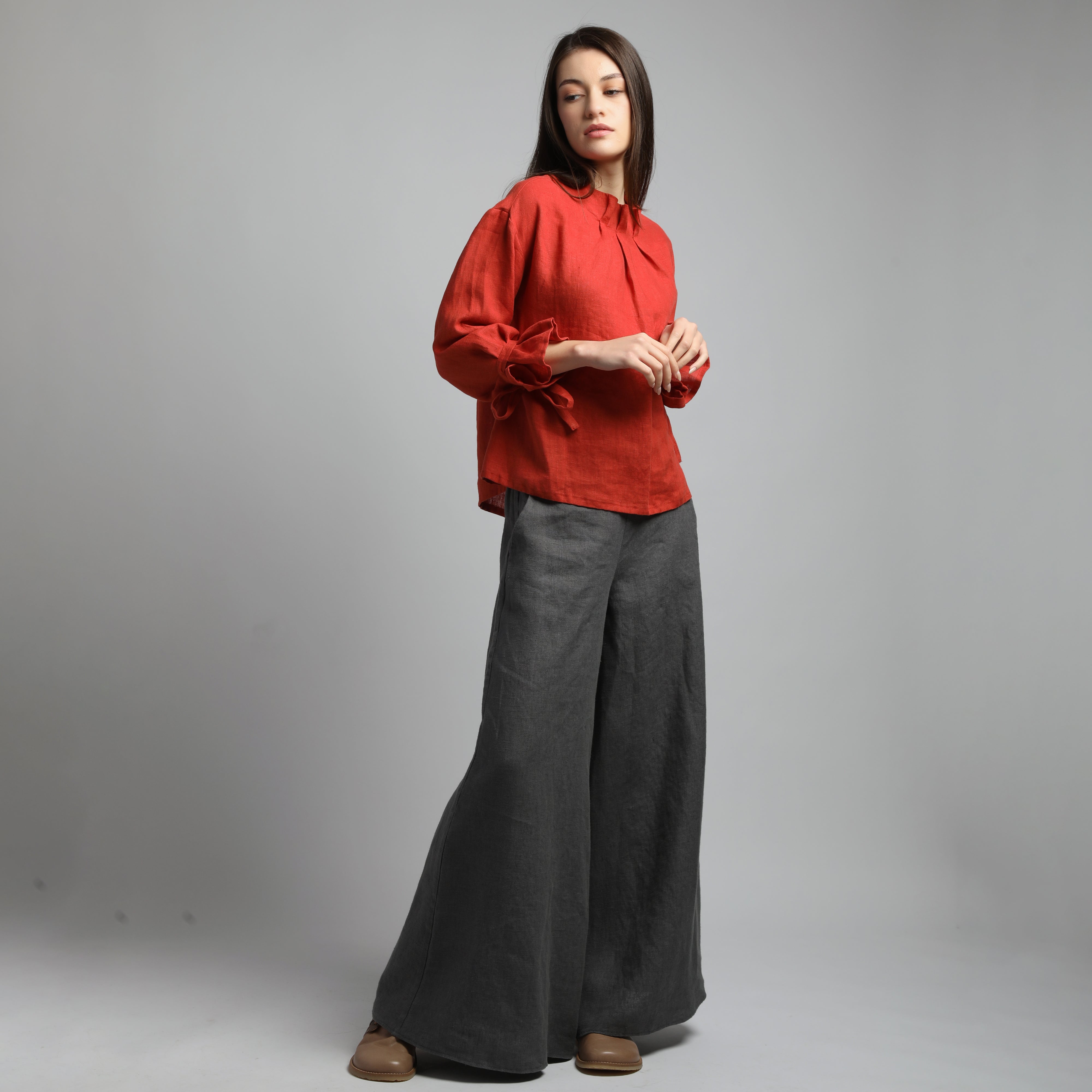 TESS Palazzo-Style Linen Pants
