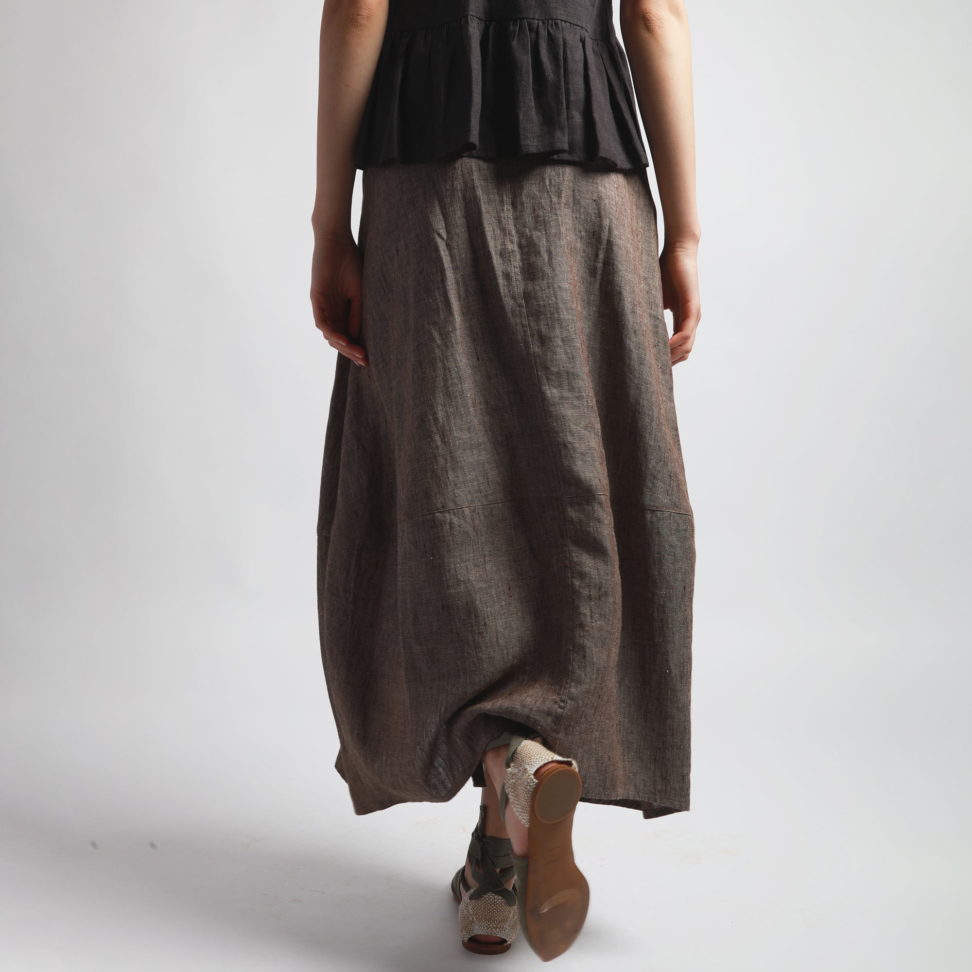 MANON Bubble Linen Skirt - Sizes XS, S - Color DARK GRAY HEAVY
