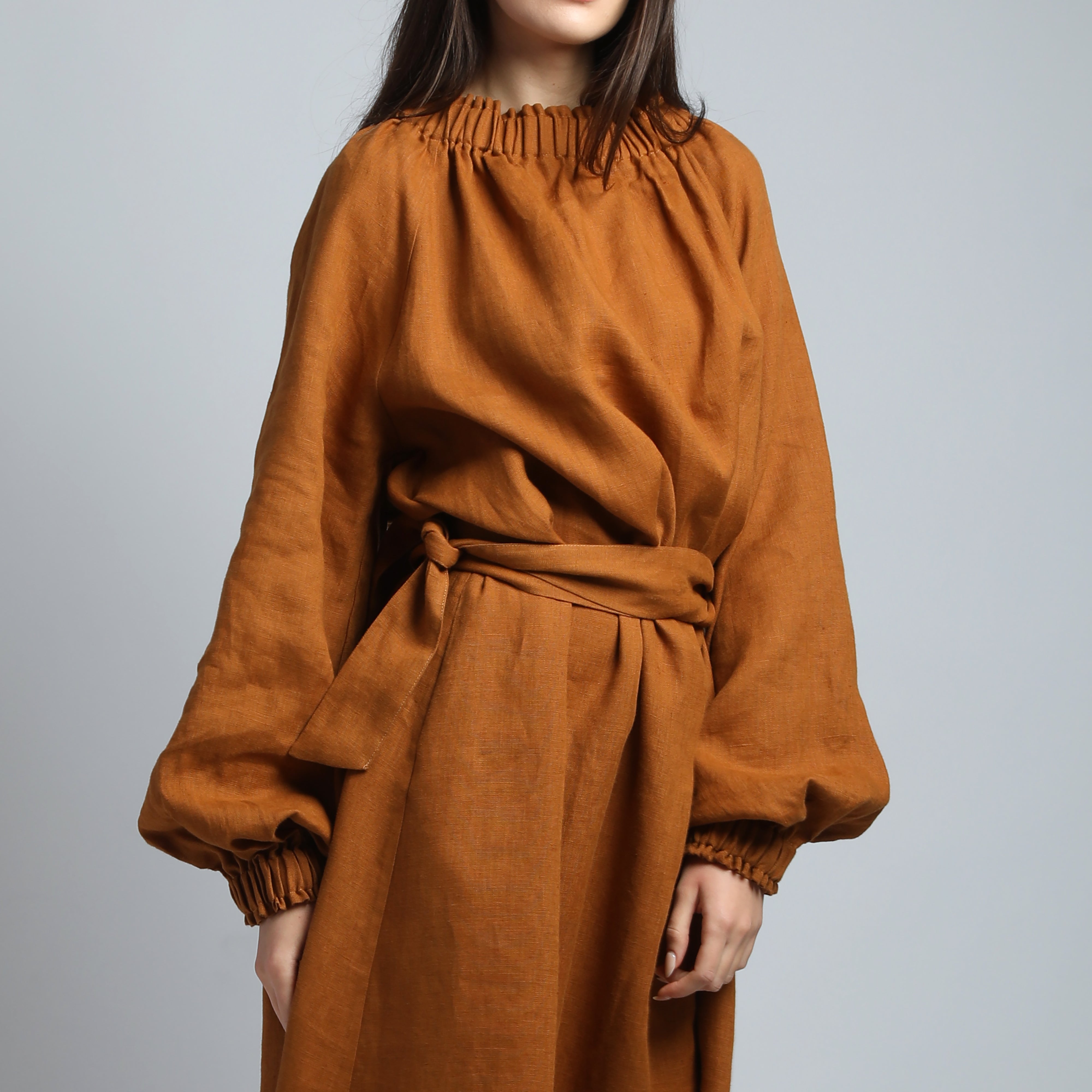 ARIEL Voluminous Maxi Dress - Sizes S, M - Color CINNAMON