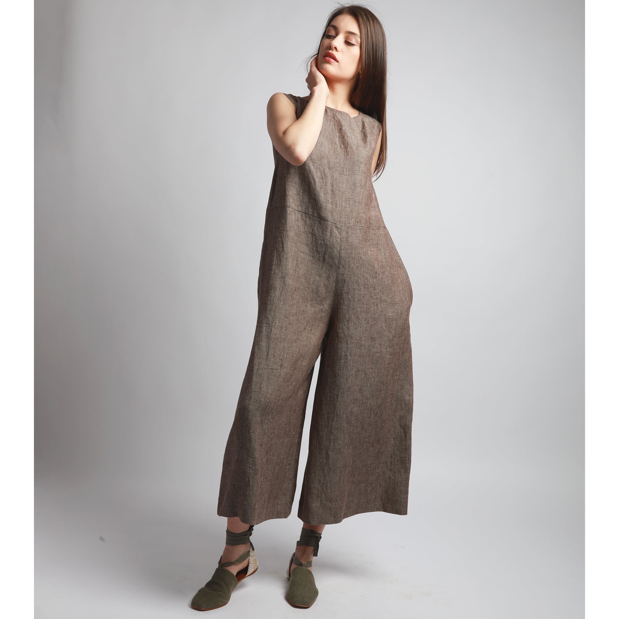 Oversized linen hot sale jumpsuit