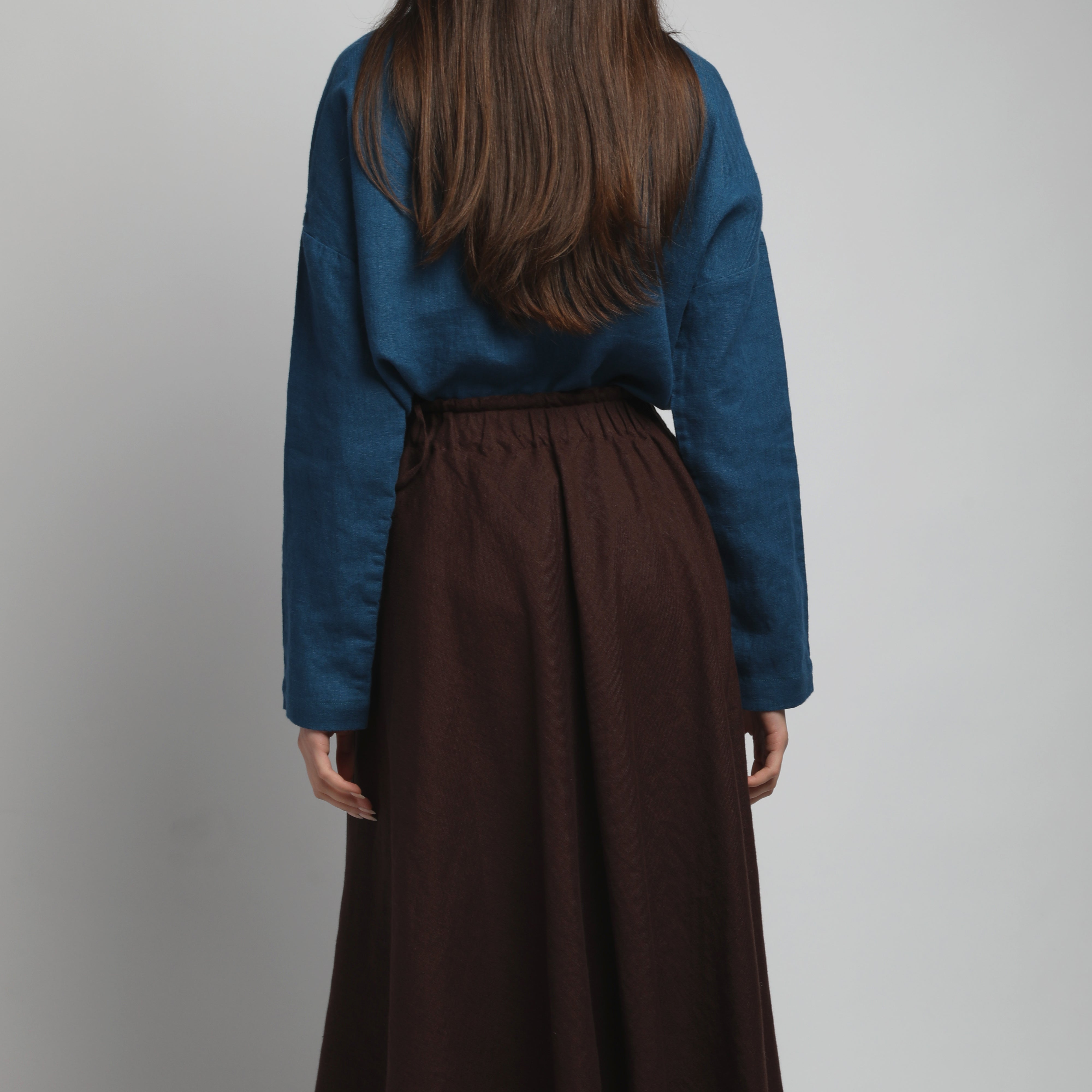 NOMADE Midi Linen Circle Skirt with Pockets