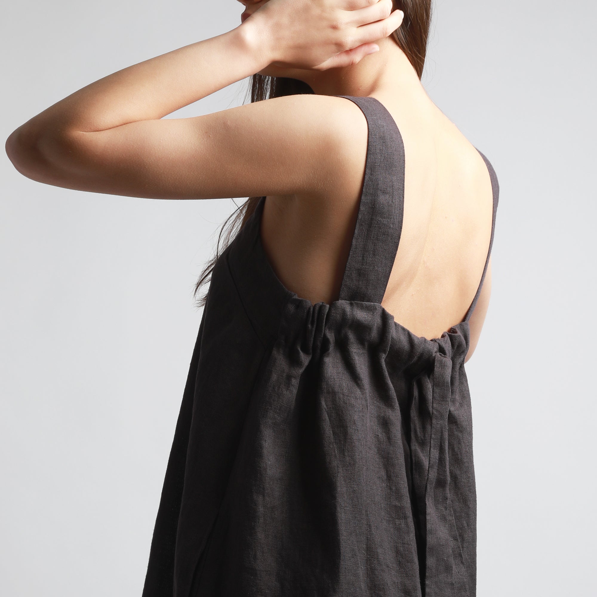 KARA Wide Strap Maxi Linen Dress | KNOTIUM KARA Wide Strap Maxi Linen Dress | KNOTIUM