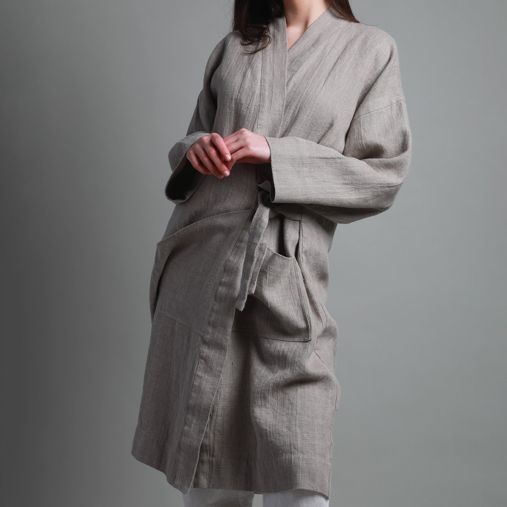 KIM Long Linen Kimono Style Cardigan
