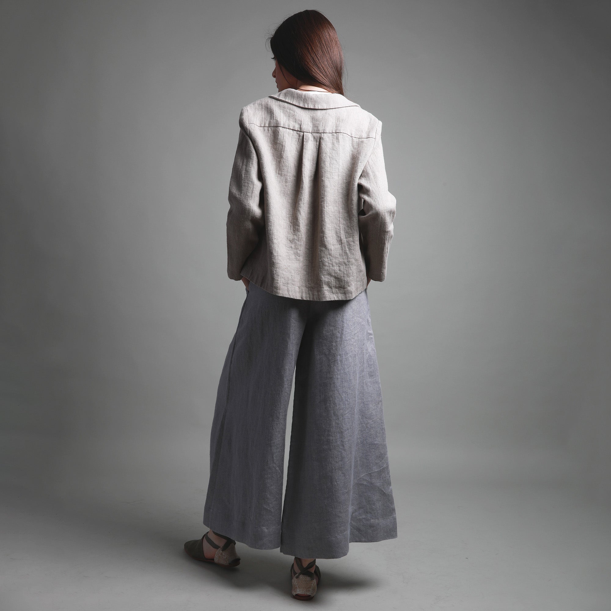 TOUJOURS Cropped Linen Cardigan, Size S, Color RED GRAPEFRUIT