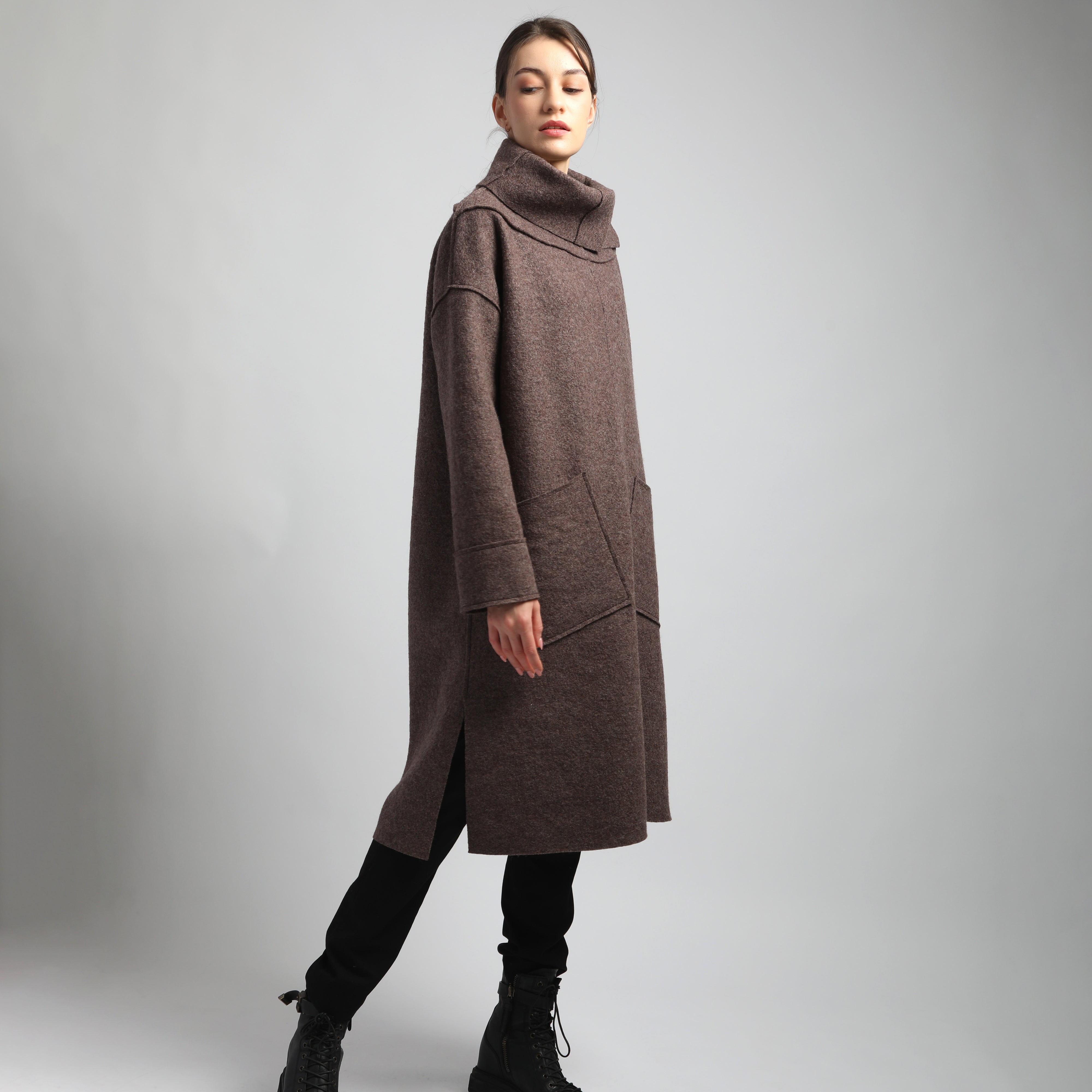 FJORD Maxi Chunky Boiled Wool Sweater Coat