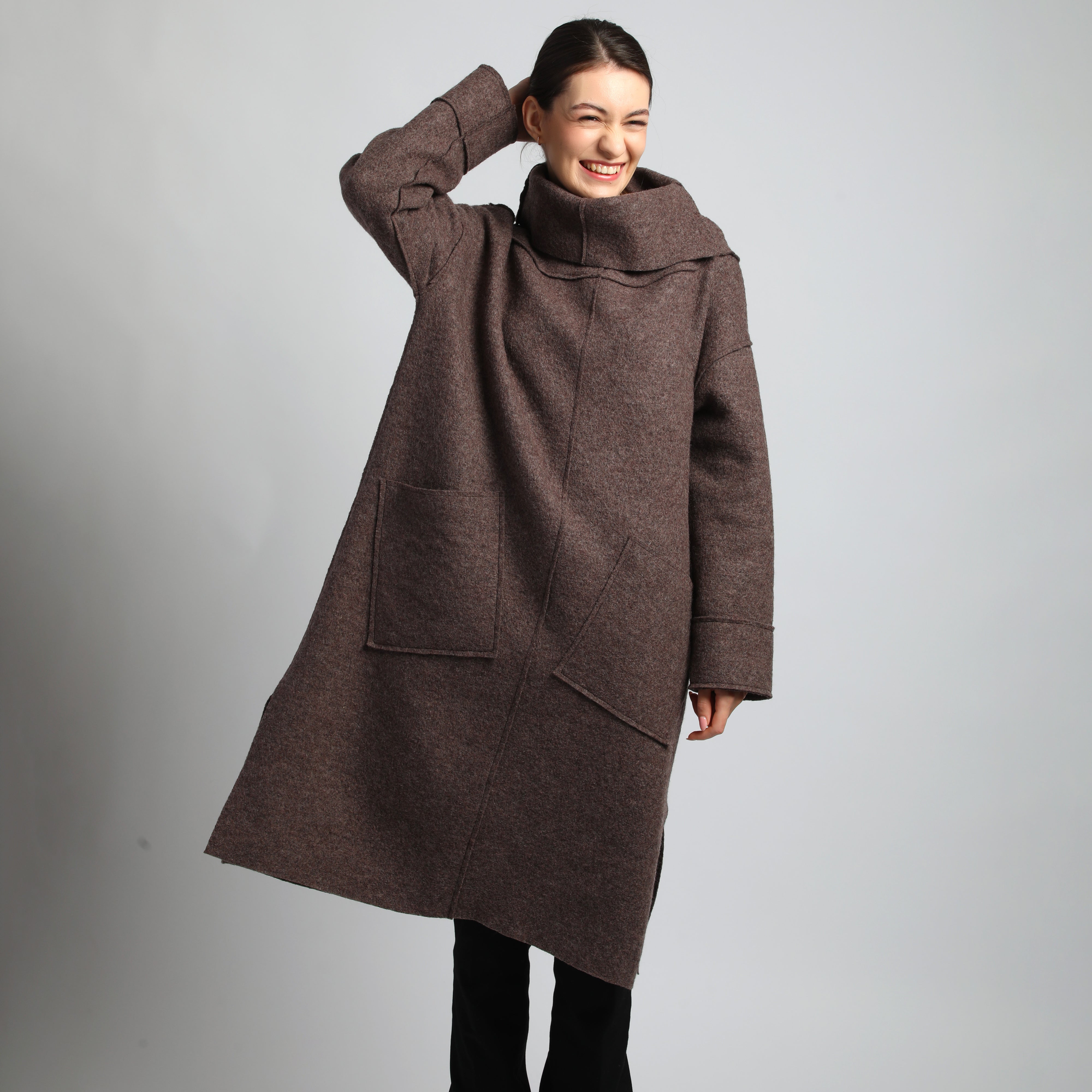FJORD Maxi Chunky Boiled Wool Sweater Coat