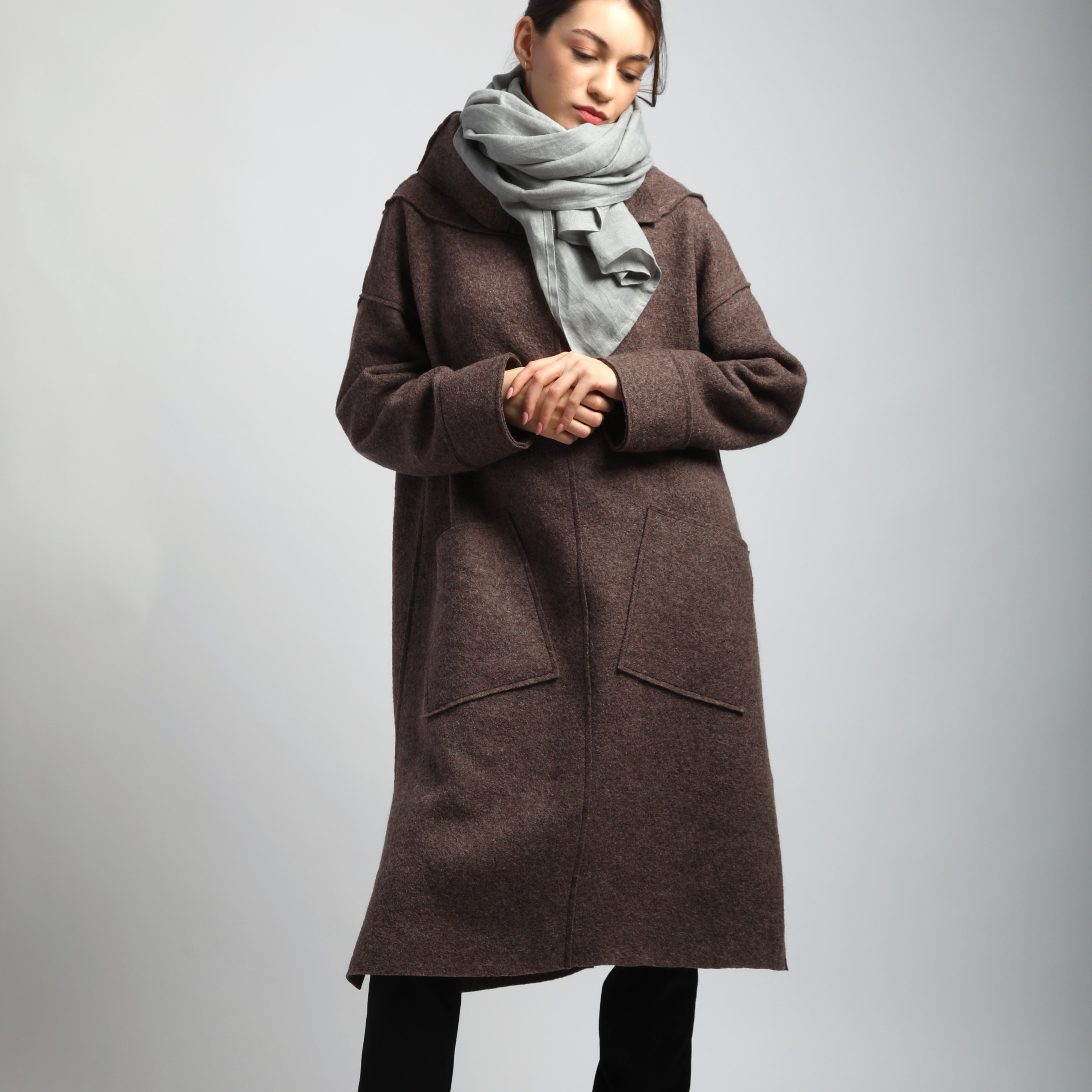 FJORD Maxi Chunky Boiled Wool Sweater Coat