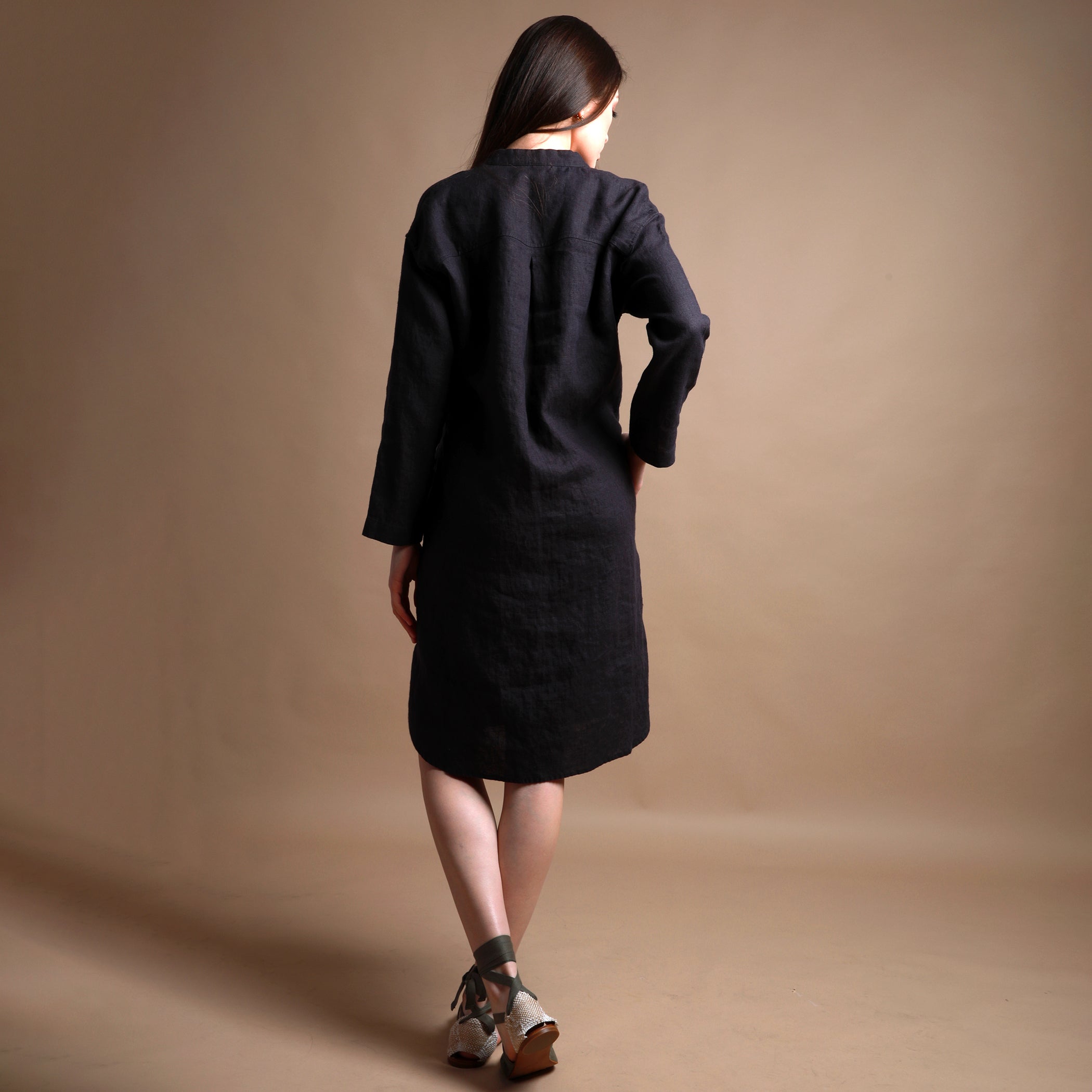 JACKIE Linen Shirt Dress, Size XS, Color RED GRAPEFRUIT