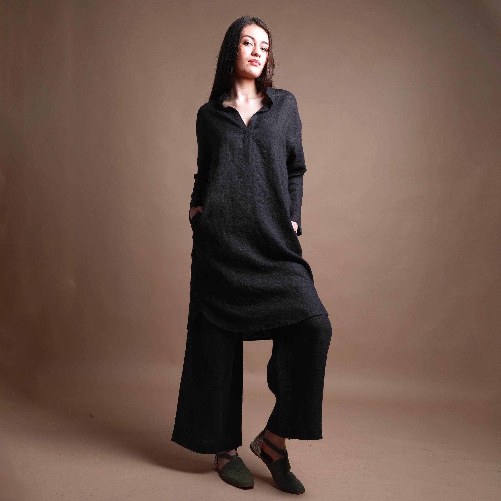 JACKIE Linen Shirt Dress, Size XS, Color RED GRAPEFRUIT