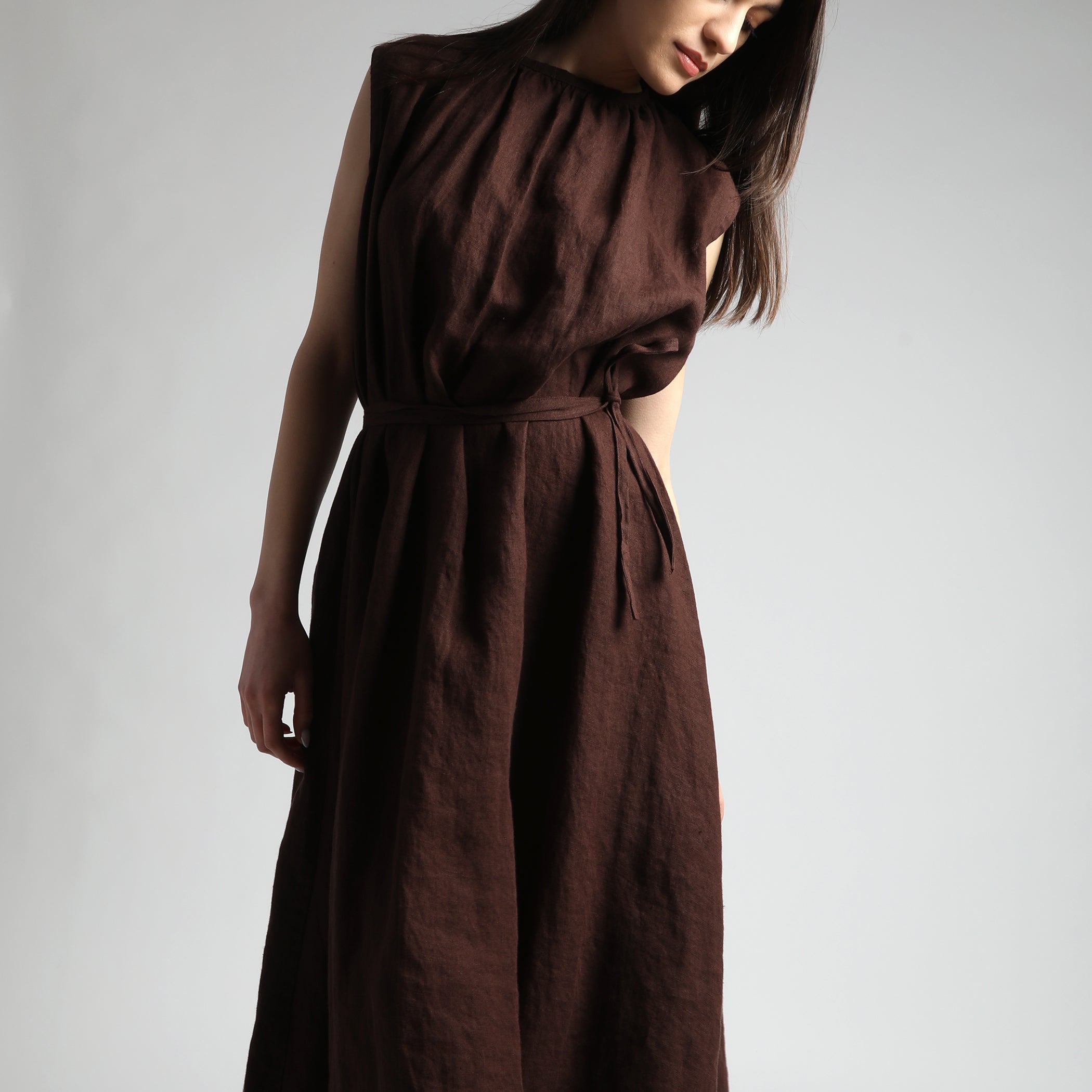 VIVA Flared MaxiDress, Size S, Color DARK CHOCOLATE