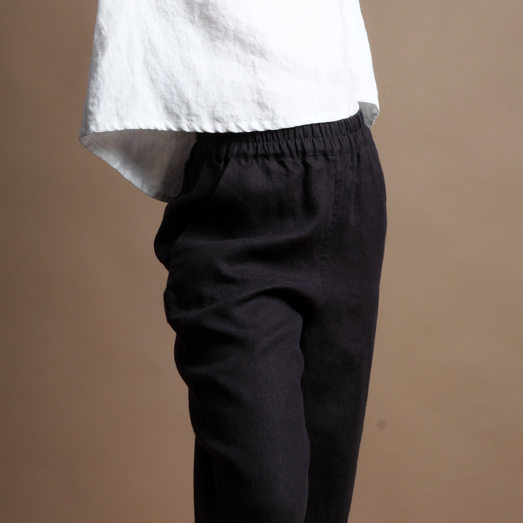 パンツ SHINYA | Florence black rudis linen FLORENCE Straight Long Linen Pants | KNOTIUM