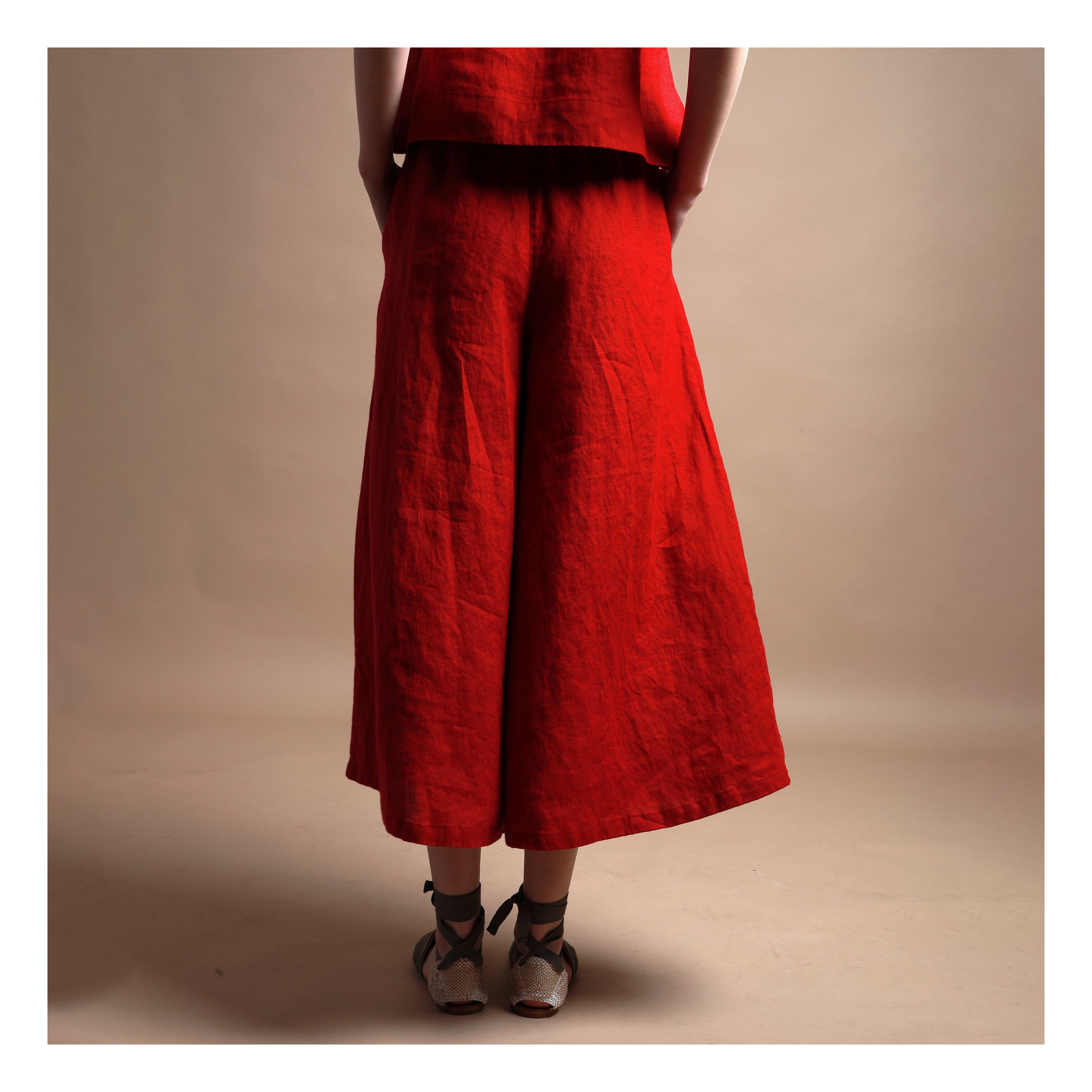 MAX Linen Skirt Pants - Size L - Colors BERRY RED