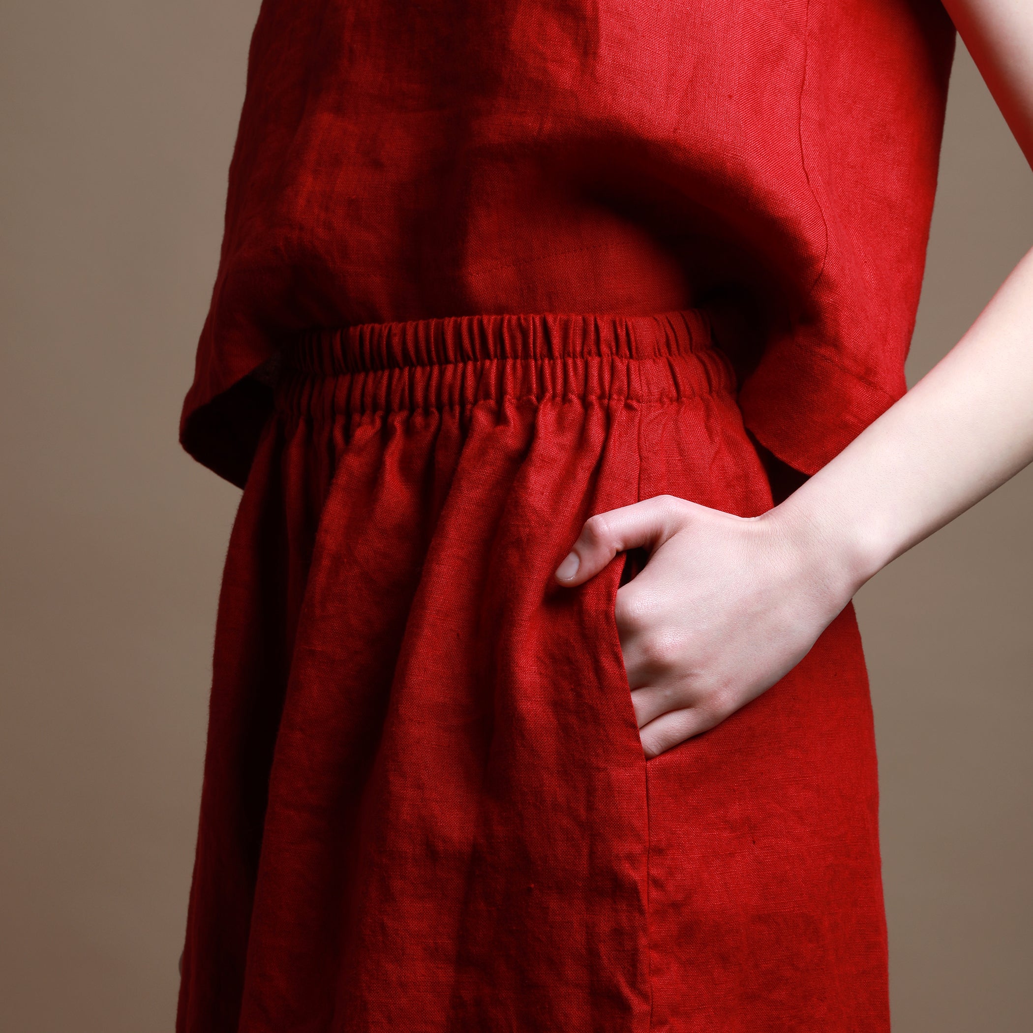 MAX Linen Skirt Pants - Size L - Colors BERRY RED