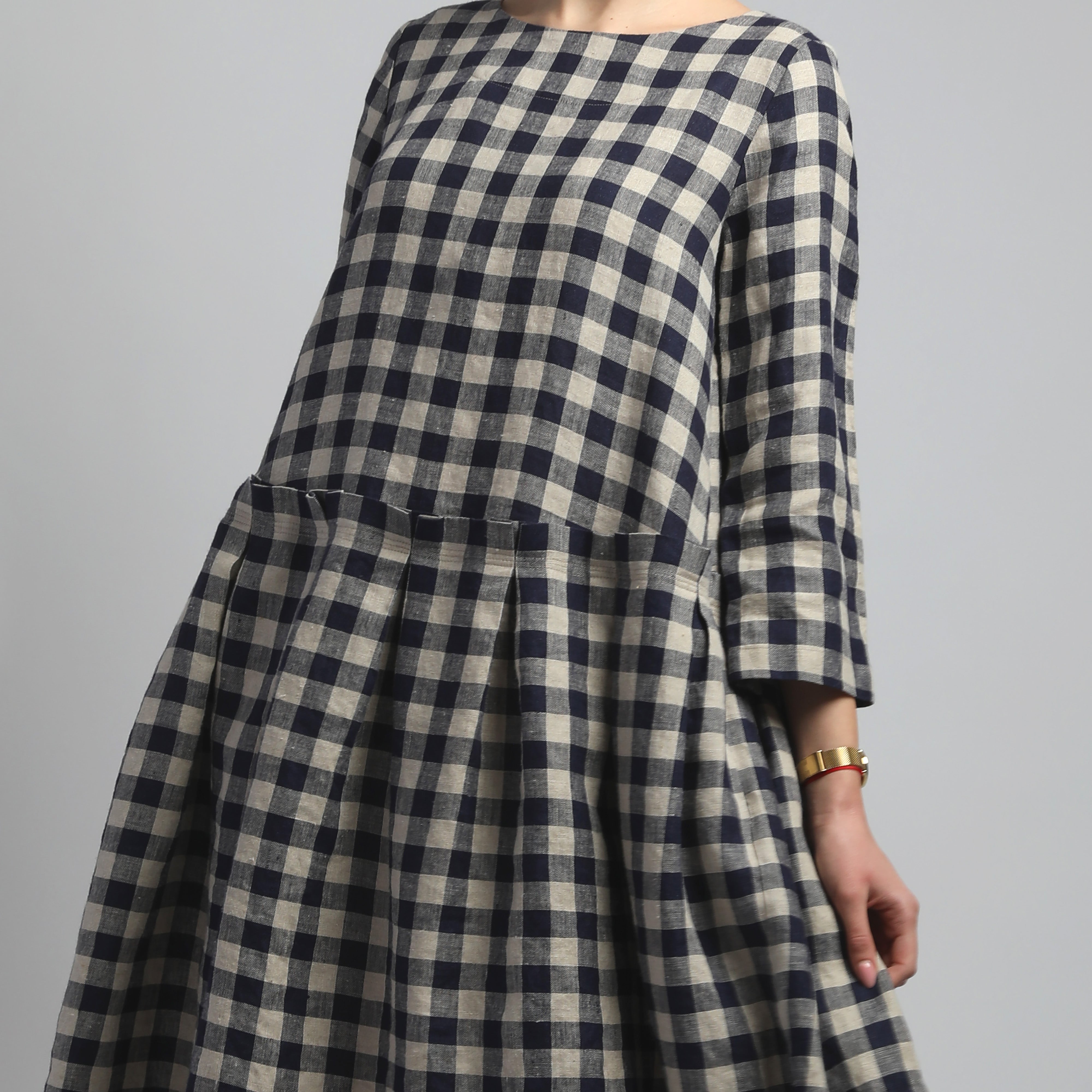 TIA Linen Dress with Soft Pleats