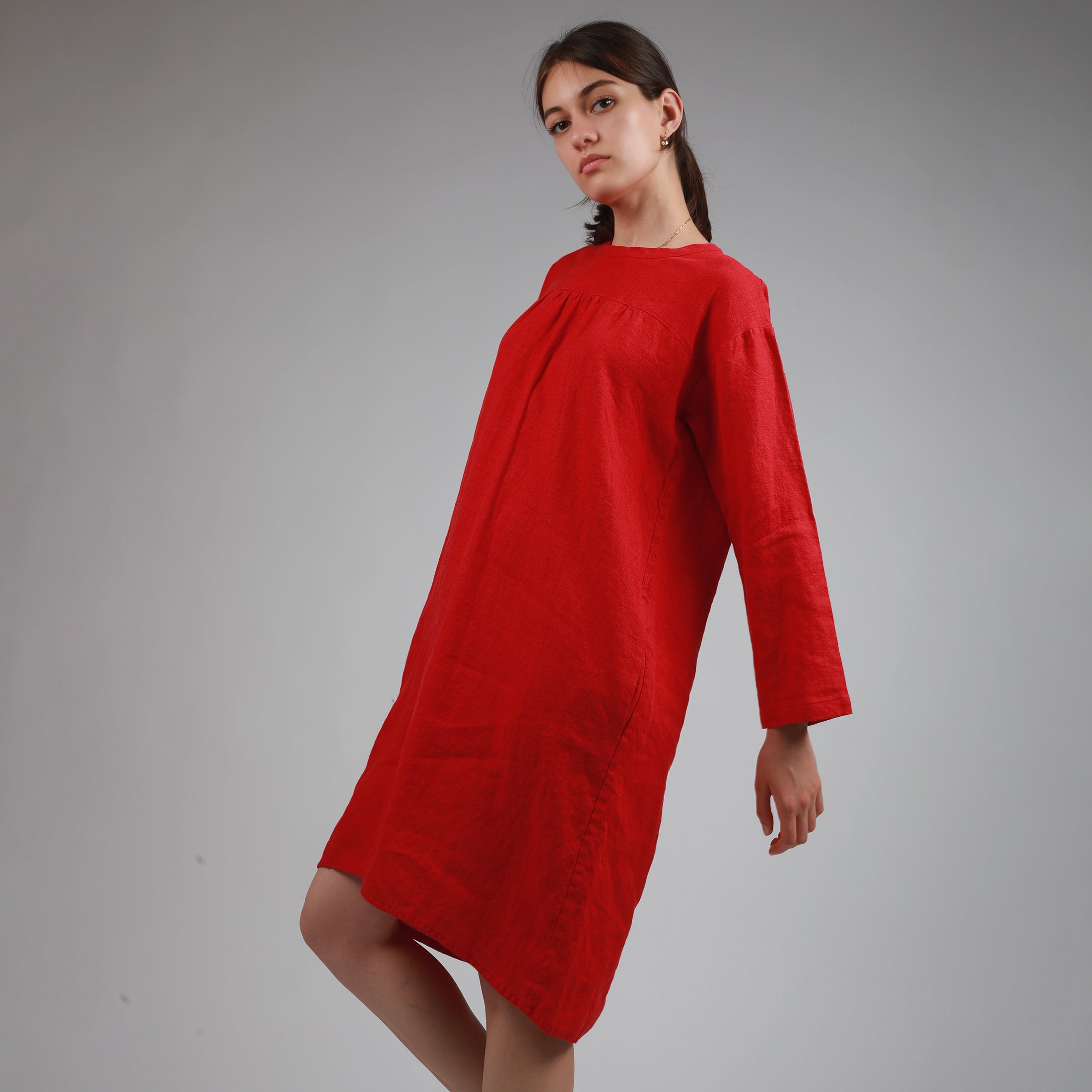 MILLY Linen Tunic Dress - Size XS - Color TANGO RED