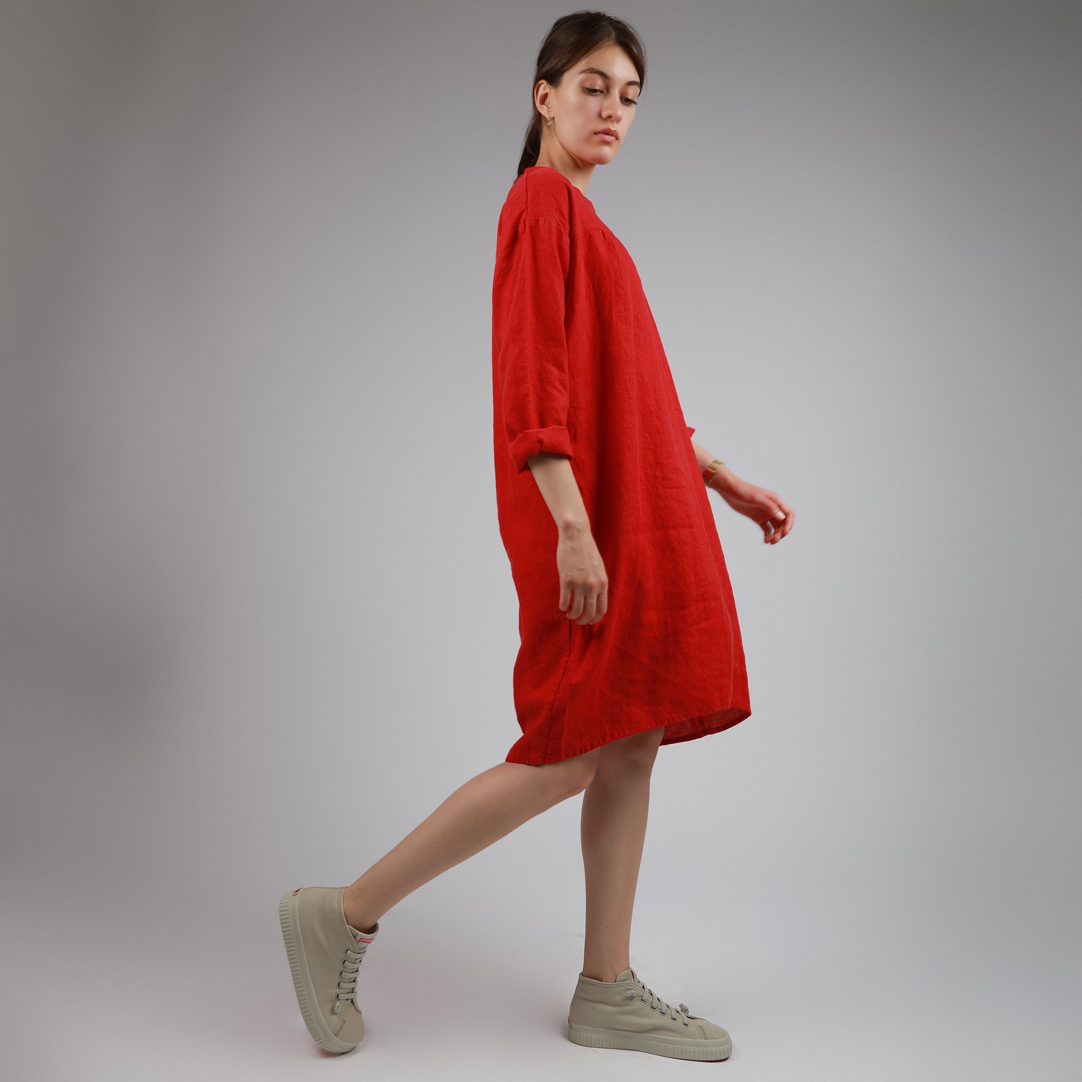 MILLY Linen Tunic Dress - Size XS - Color TANGO RED