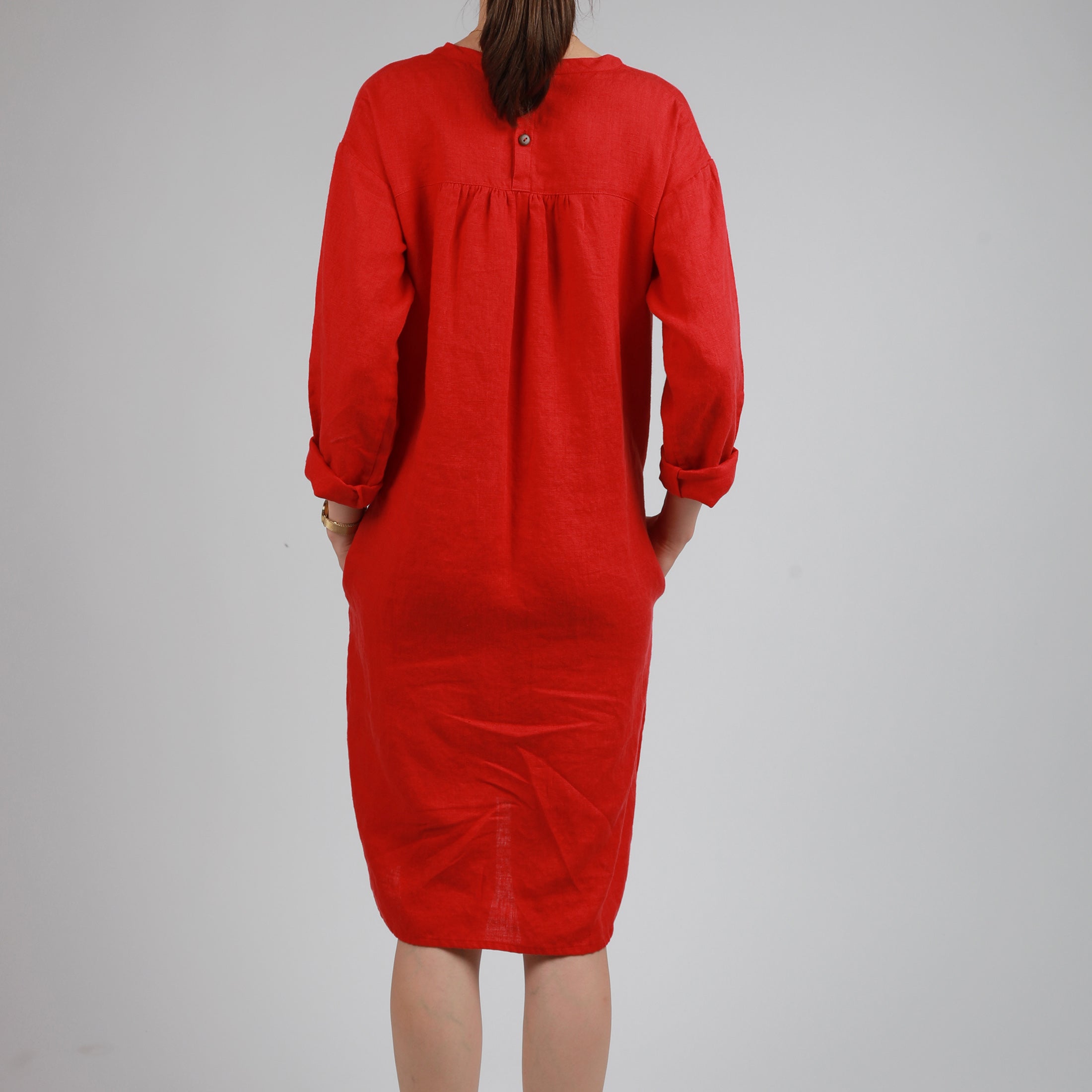 MILLY Linen Tunic Dress - Size XS - Color TANGO RED