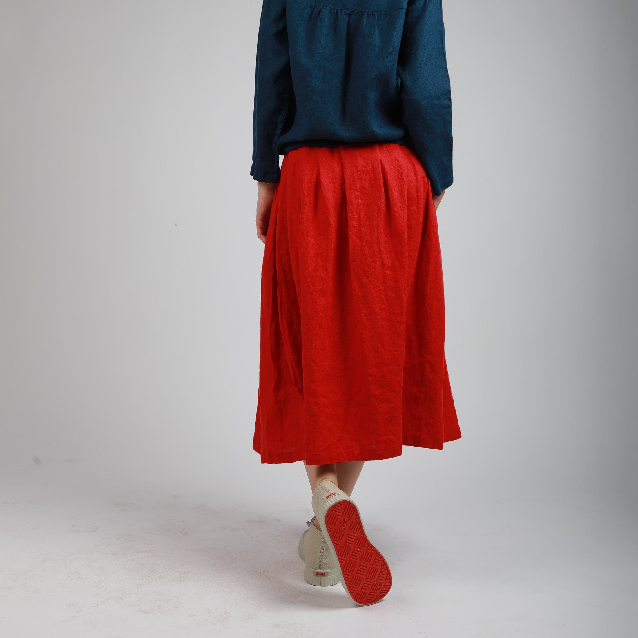 MIMI Pleated Swing Linen Skirt