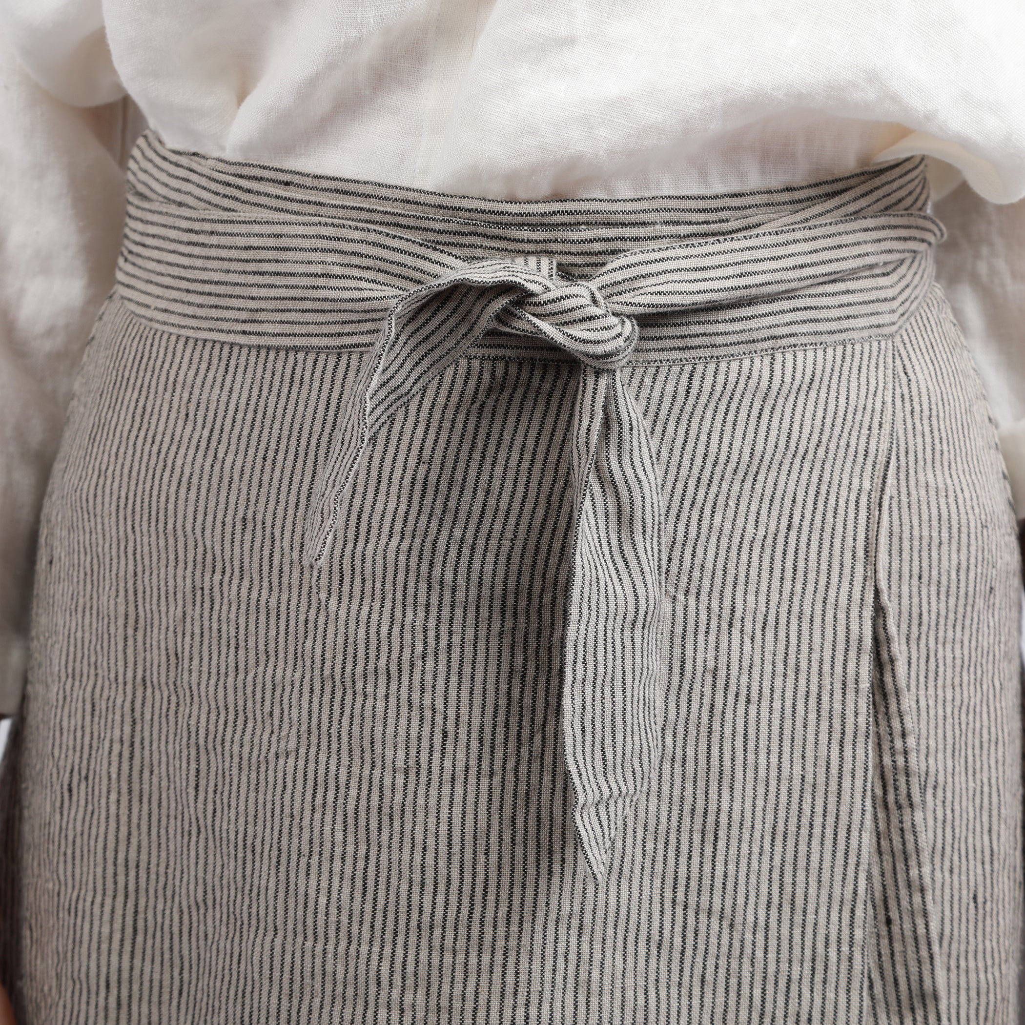 TINA Maxi Linen Wrap Around Skirt - Size XS - Color GRAY STRIPES