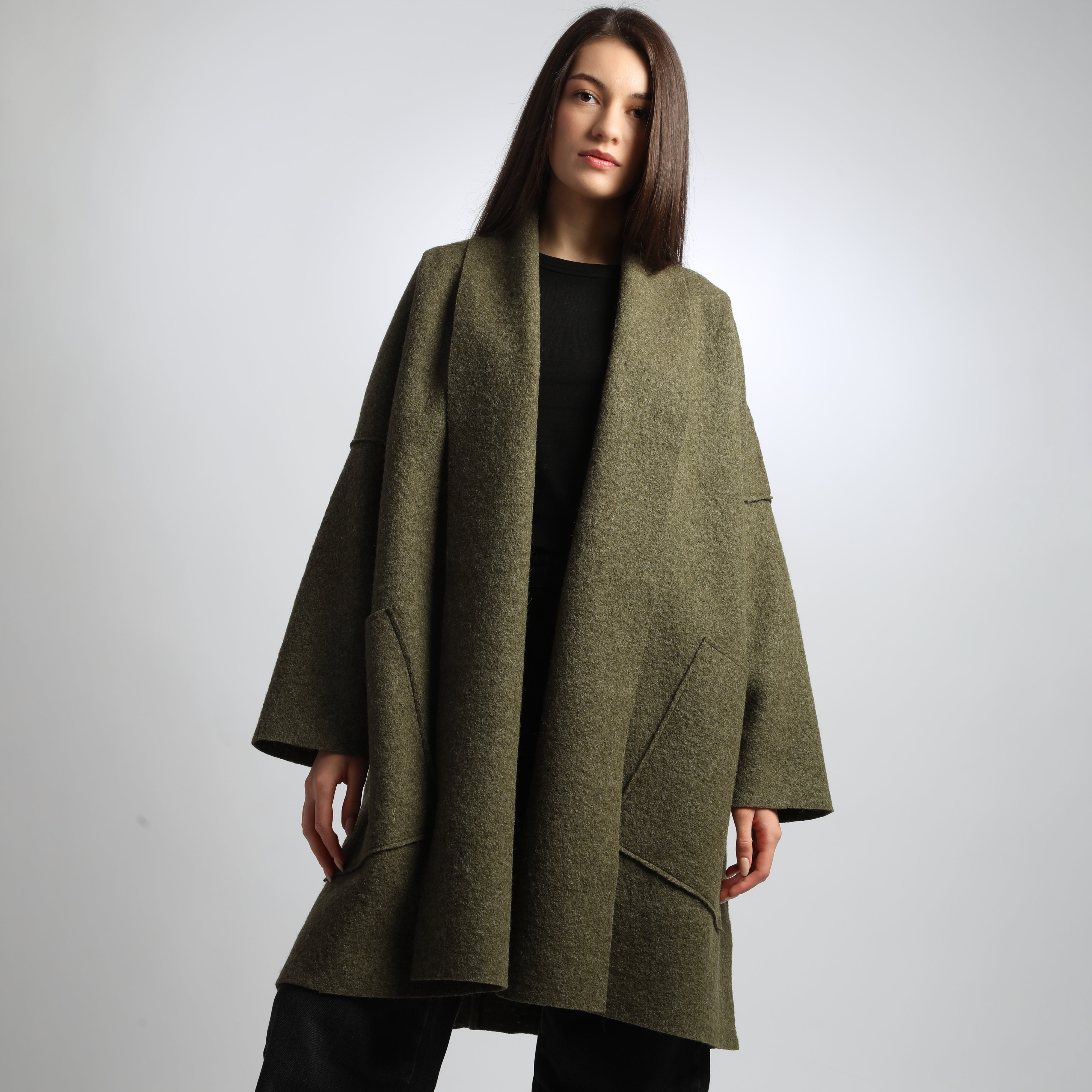 ELLA Oversized Boiled Wool Coatigan Jacket