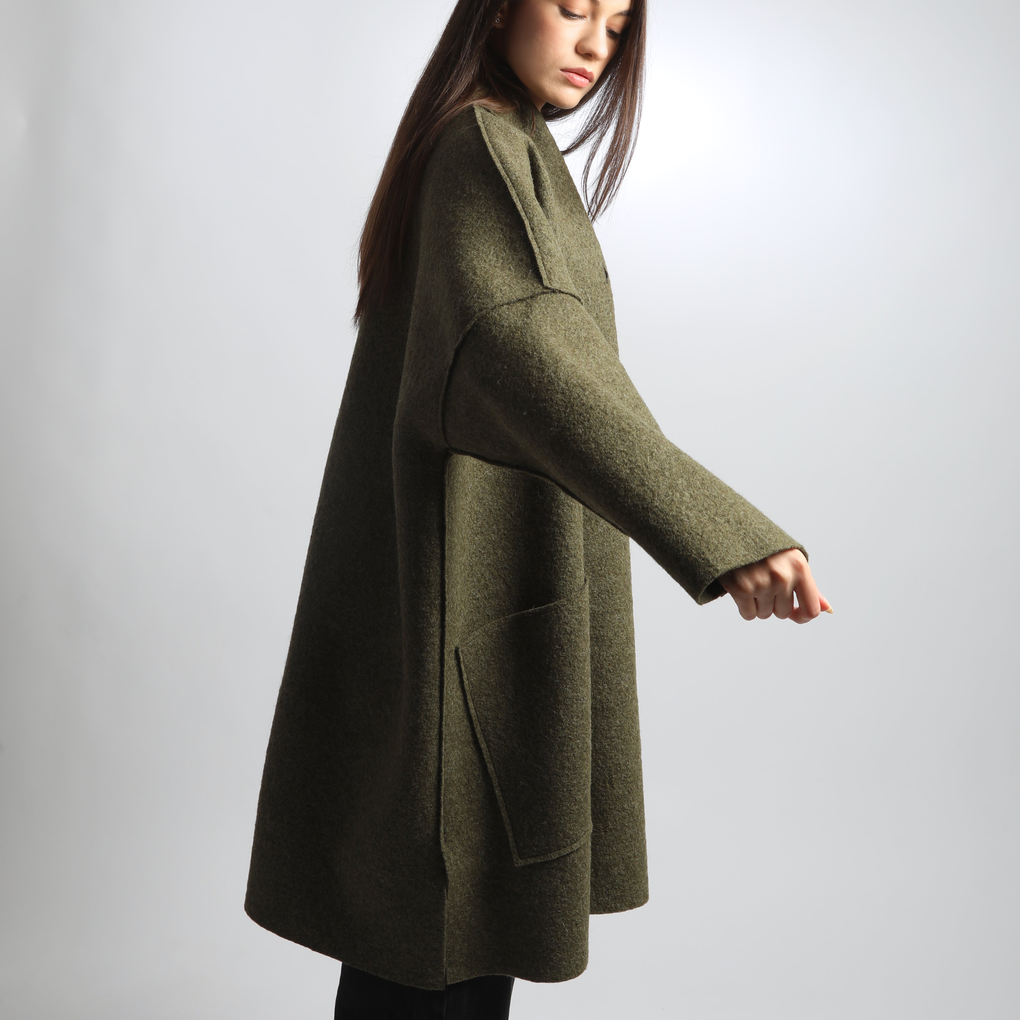 ELLA Oversized Boiled Wool Coatigan Jacket