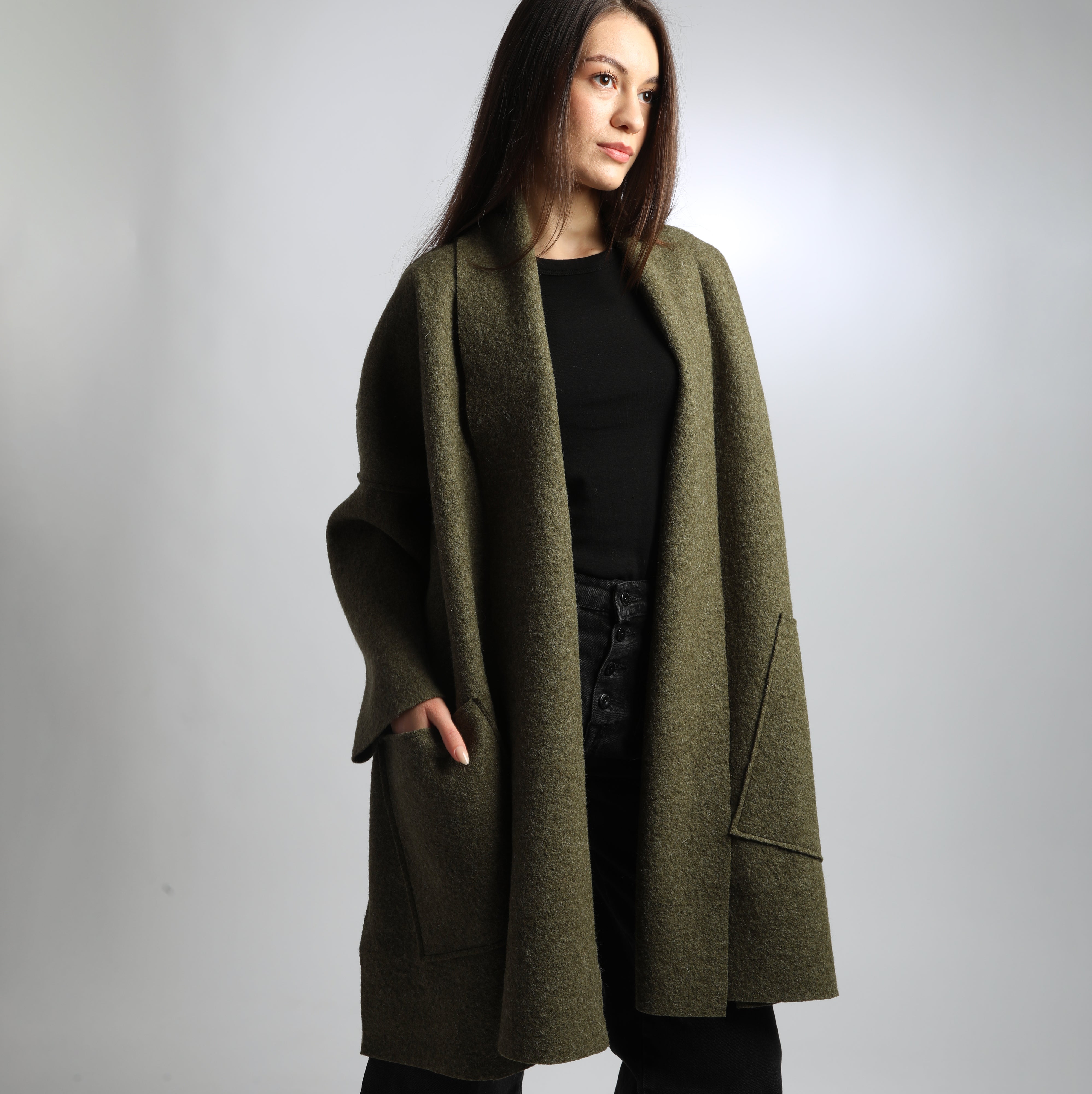 ELLA Oversized Boiled Wool Coatigan Jacket