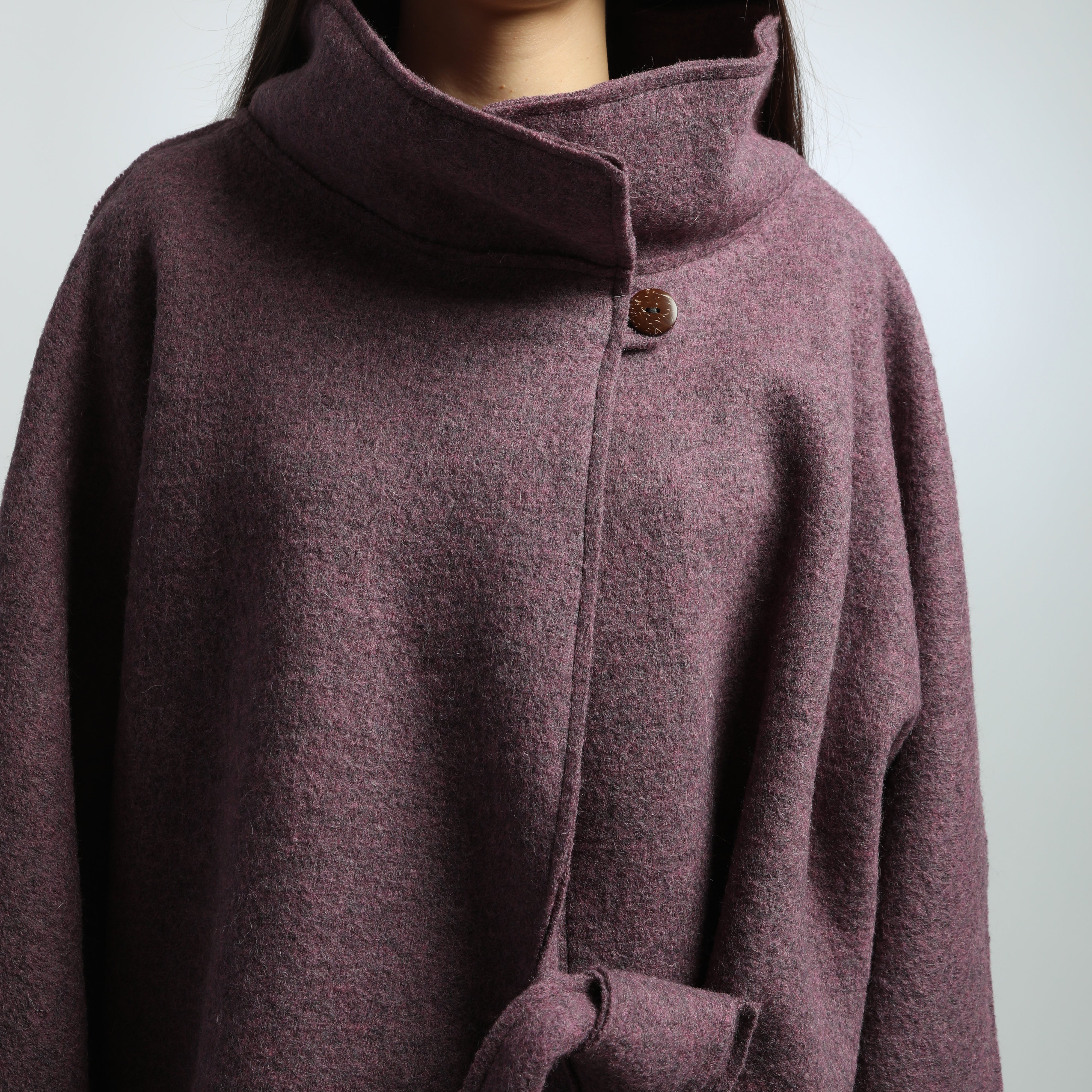 MAUD Oversized Boiled Wool Wrap Coatigan with Belt
