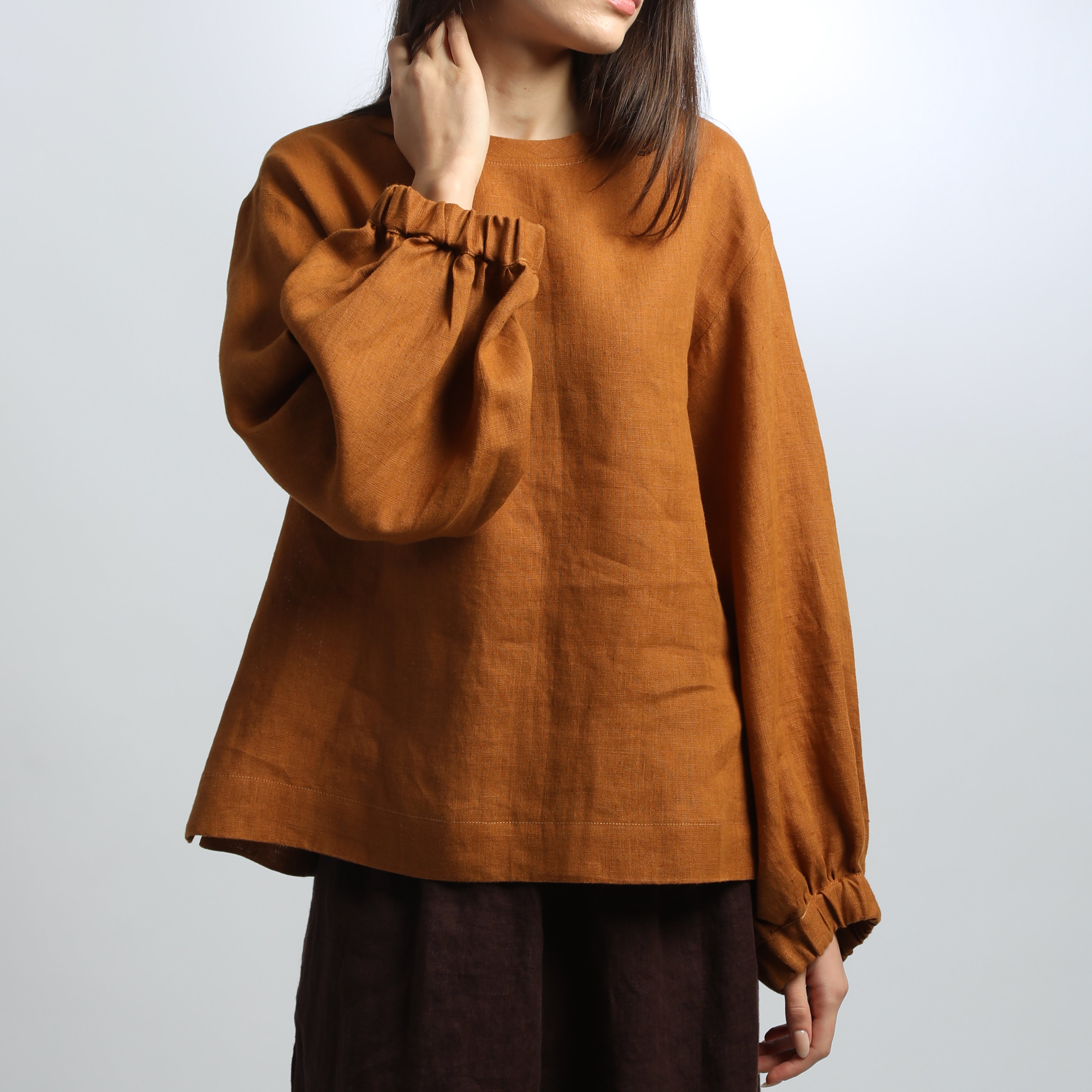 BOEMA Loose Bohemian Balloon Sleeve Linen Blouse