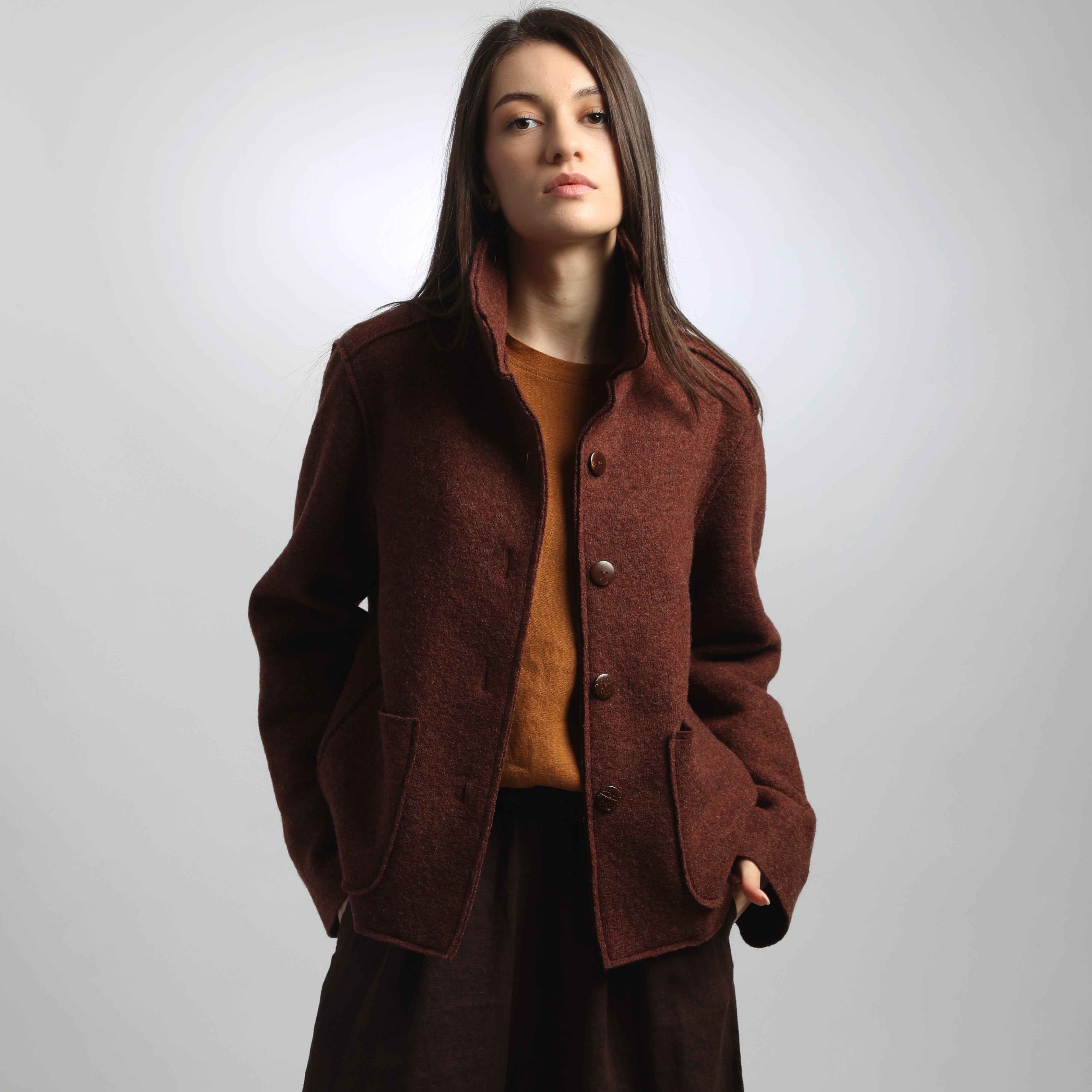 ALESSANDRA Boiled Wool Blazer Jacket | KNOTIUM