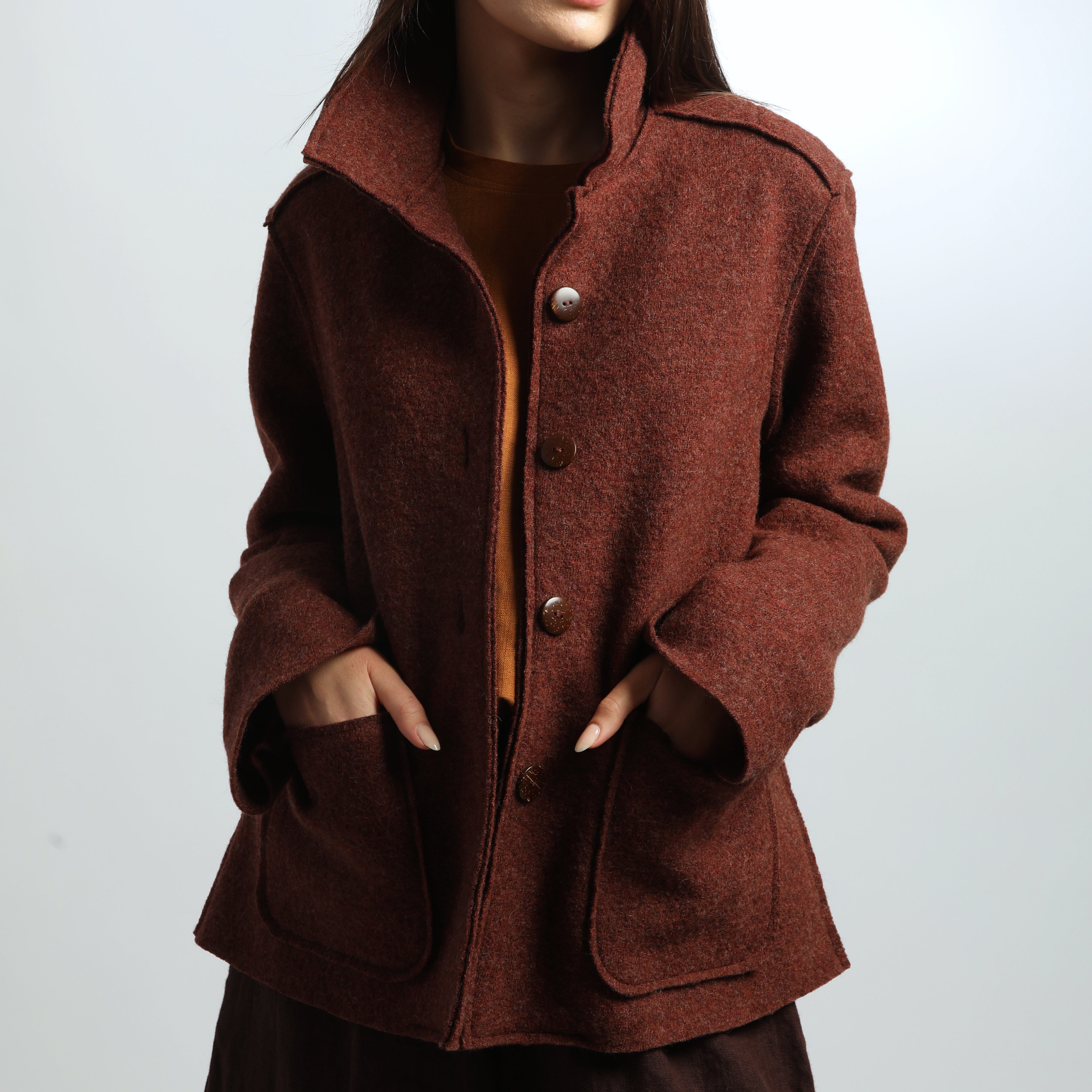 ALESSANDRA Boiled Wool Blazer Jacket