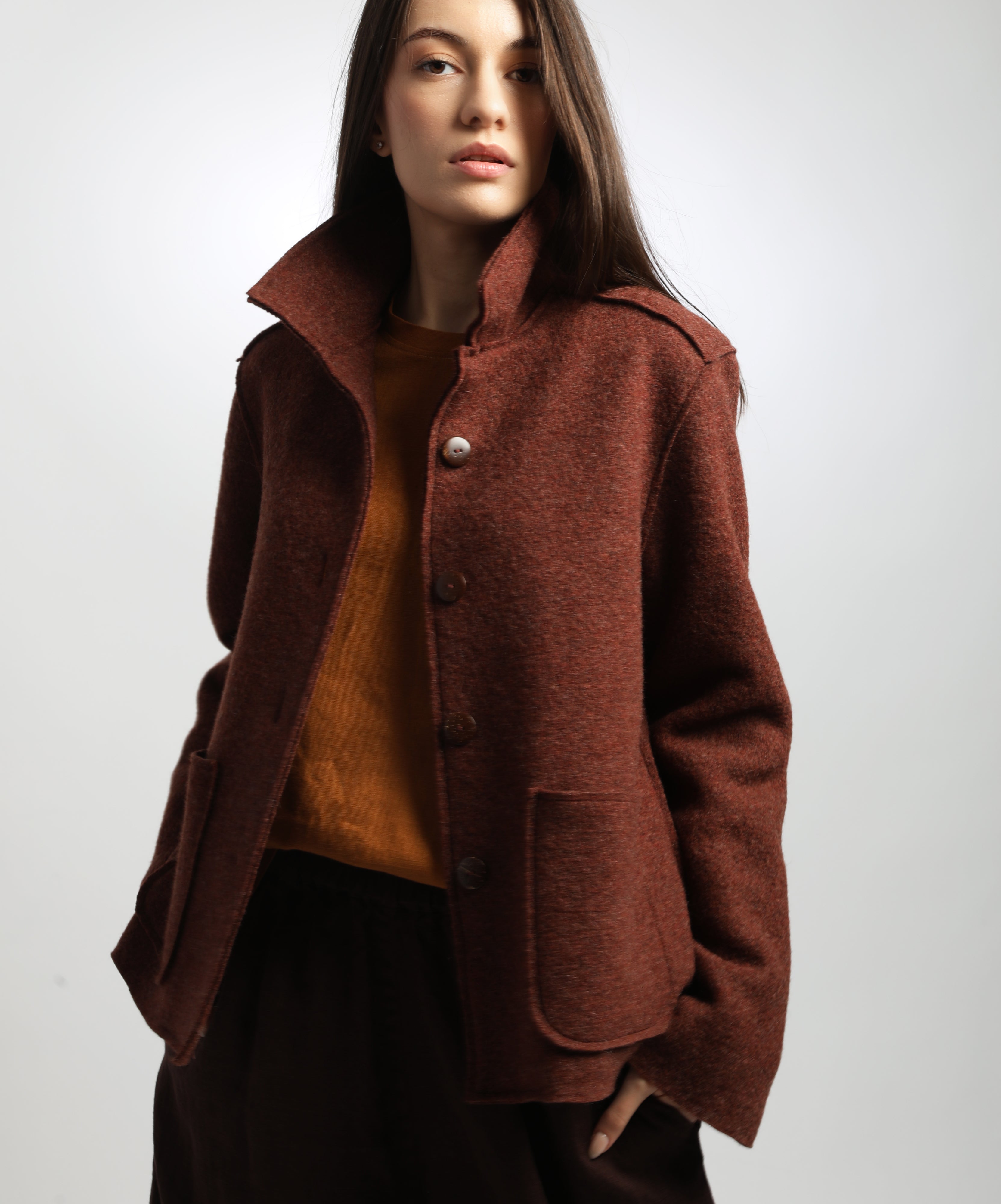 ALESSANDRA Boiled Wool Blazer Jacket