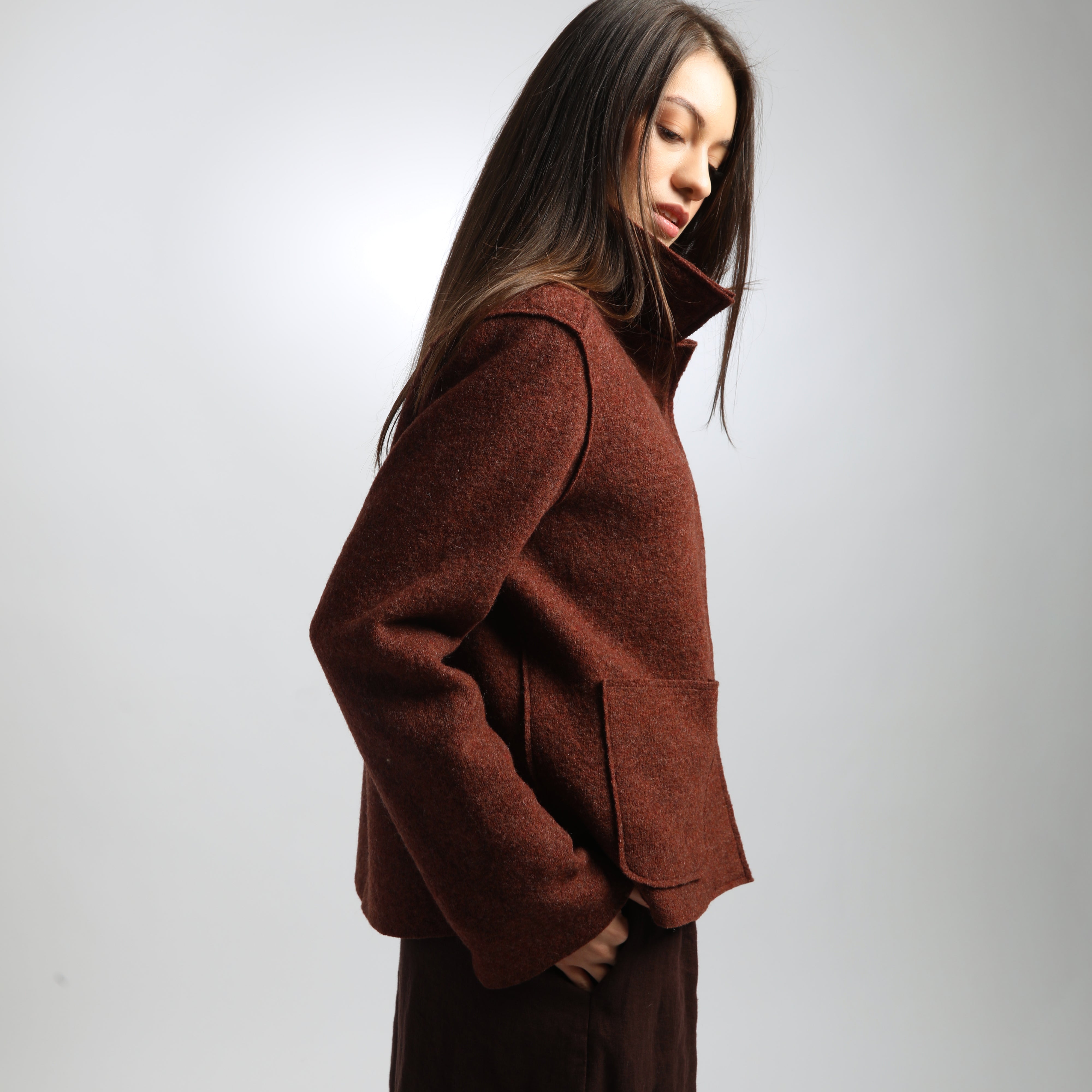 ALESSANDRA Boiled Wool Blazer Jacket