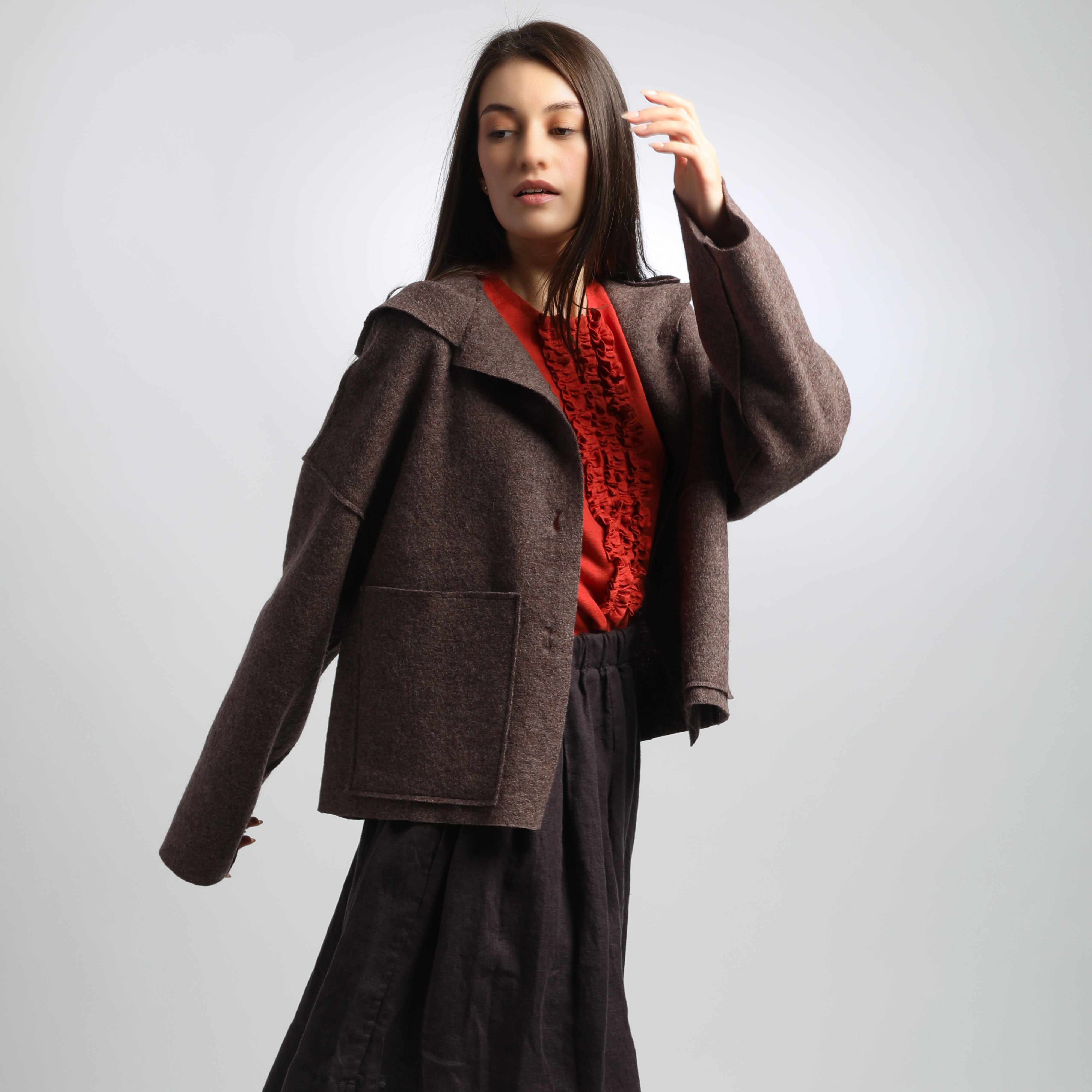 UMMA Oversized Boiled Wool Hooded Jacket