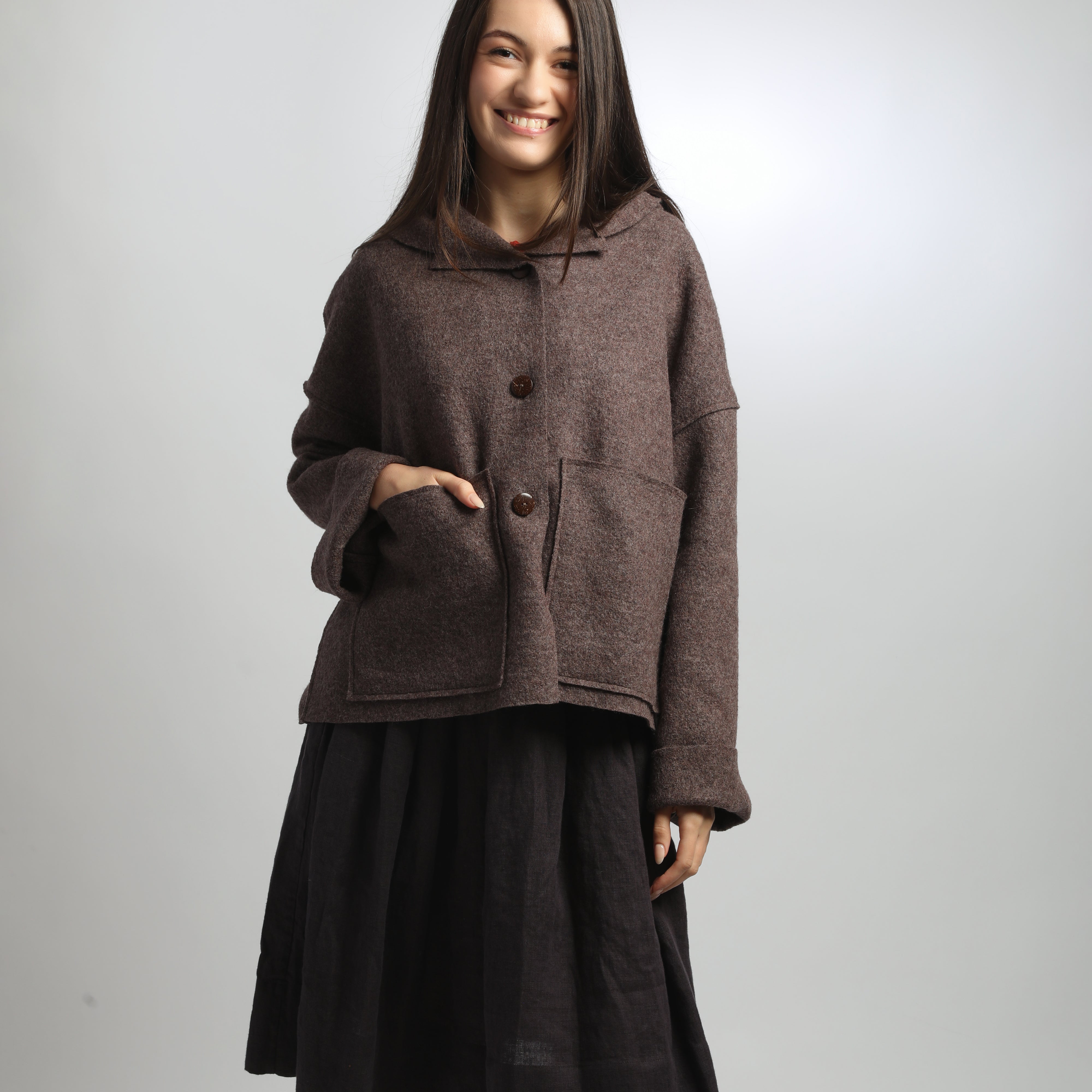 UMMA Oversized Boiled Wool Hooded Jacket