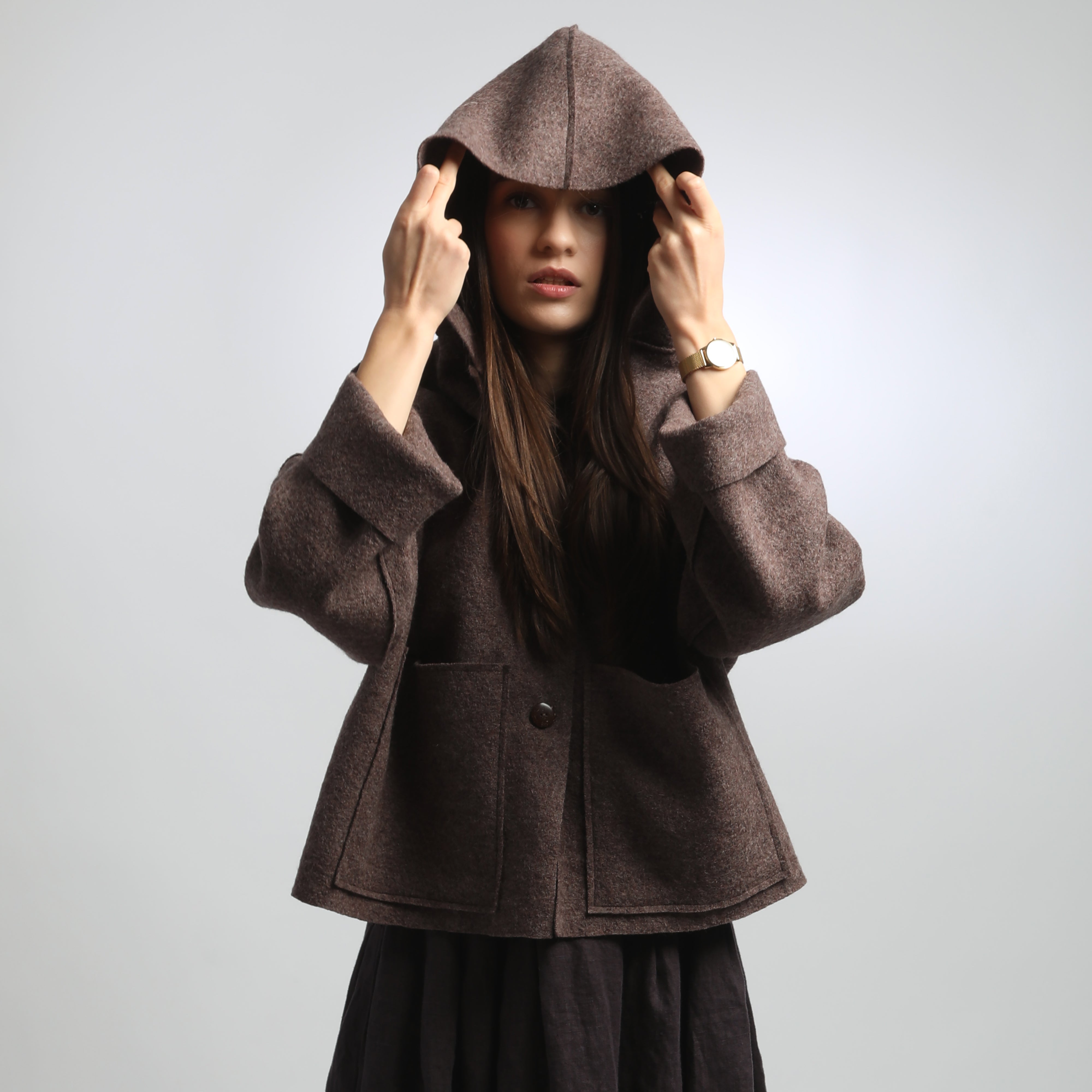 UMMA Oversized Boiled Wool Hooded Jacket