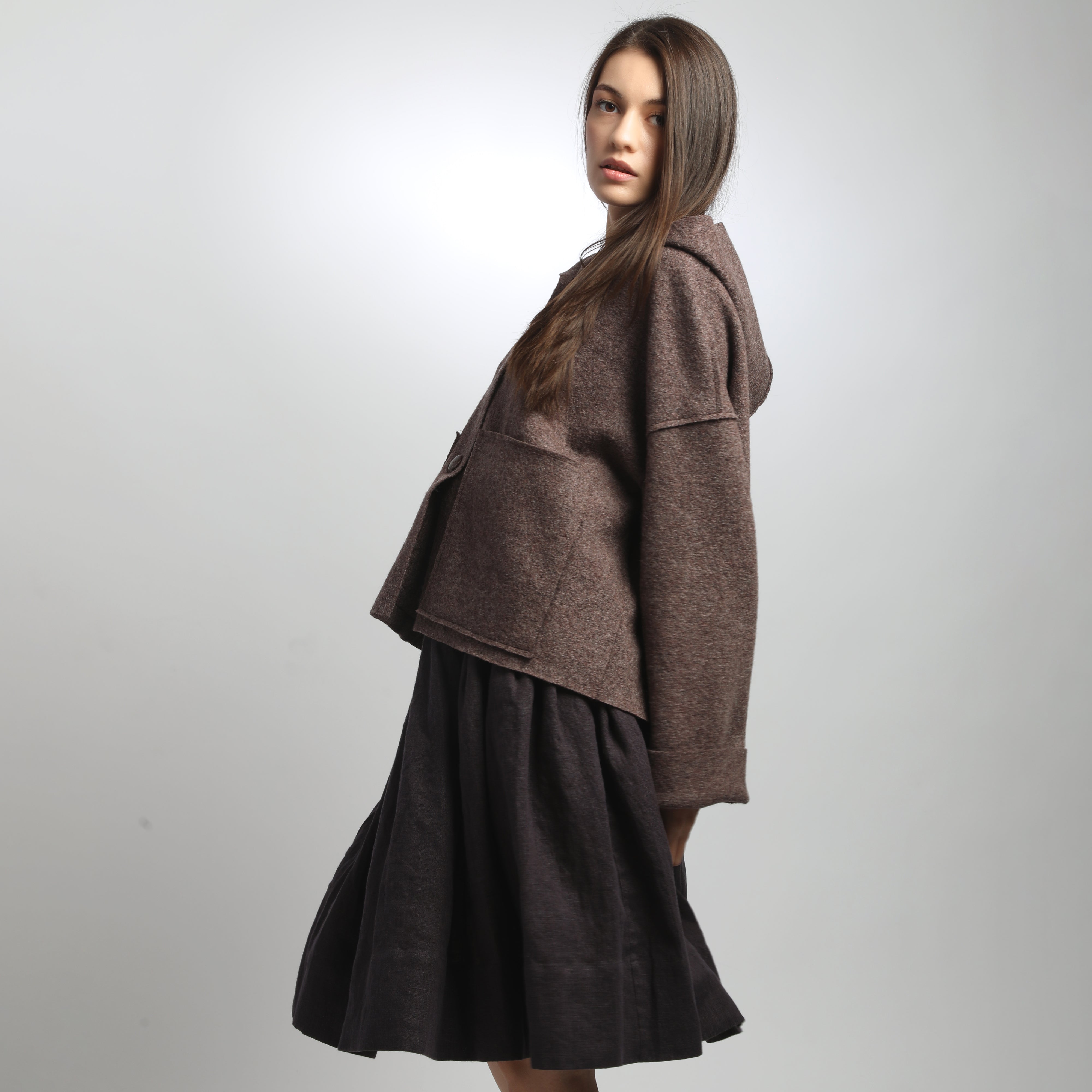 UMMA Oversized Boiled Wool Hooded Jacket