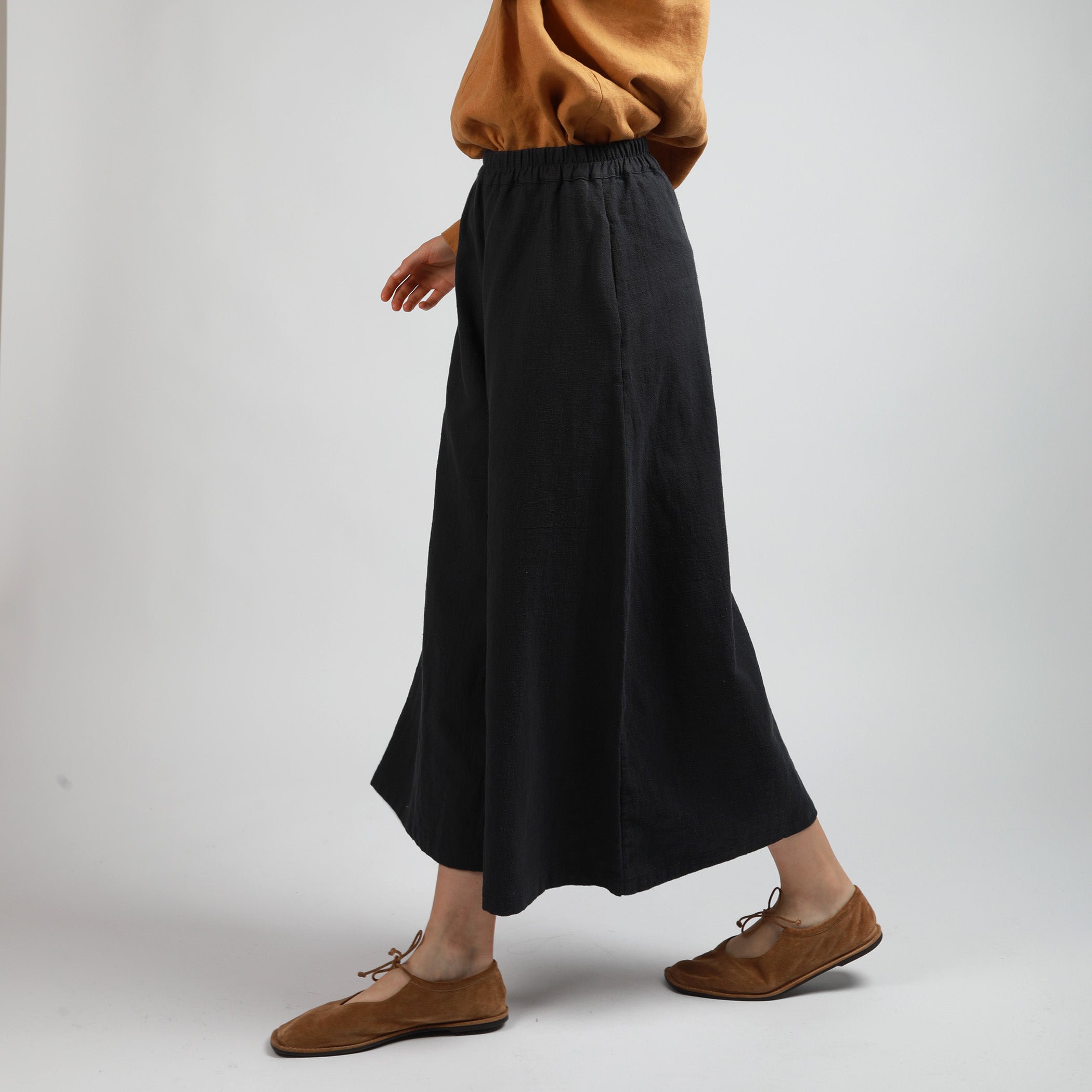 BOBBIE Drop Crotch Linen Skirt Pants, Size XS, Color NAVY 250gsm