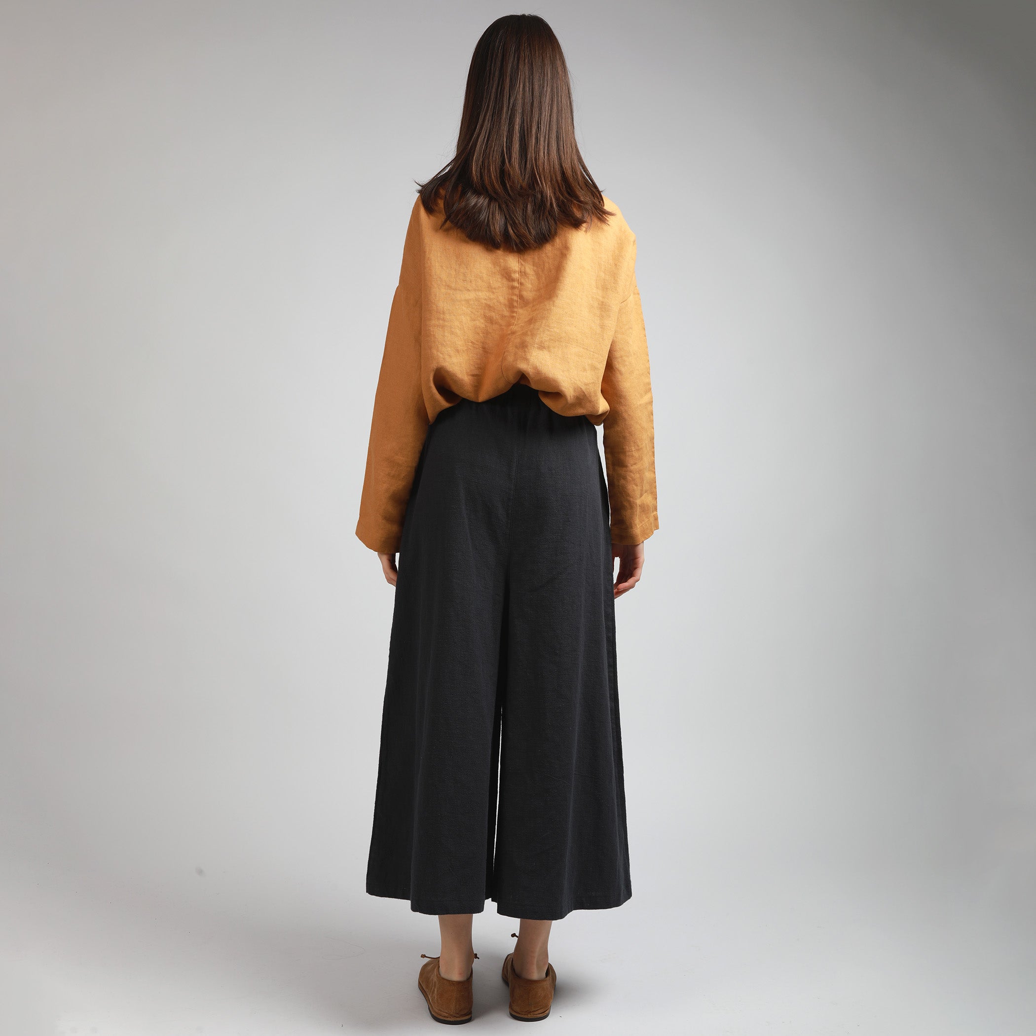 BOBBIE Drop Crotch Linen Skirt Pants, Size XS, Color NAVY 250gsm